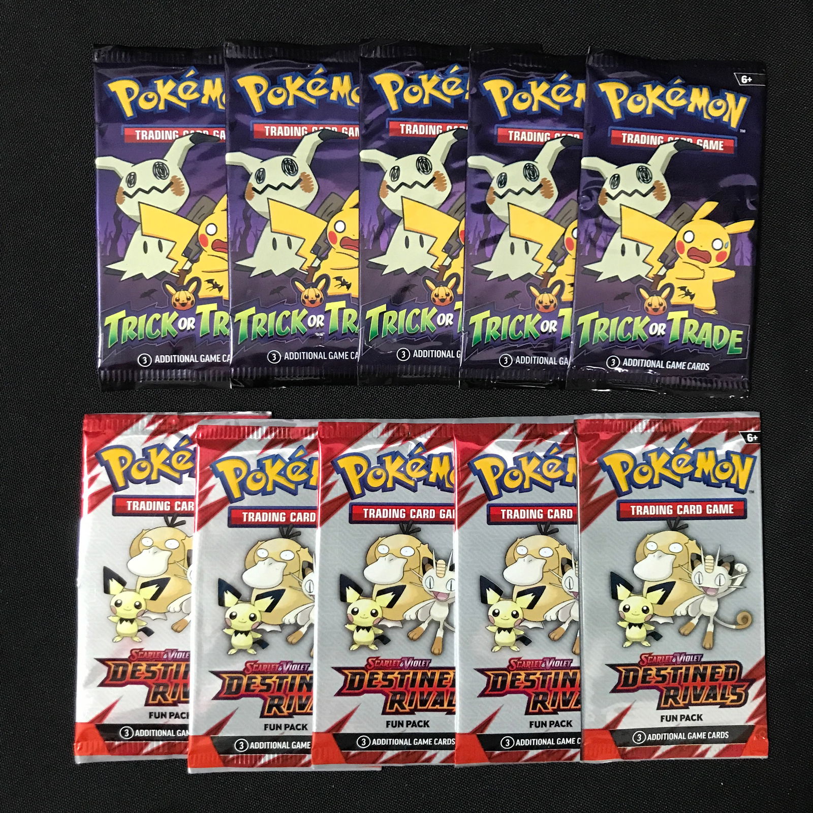 LOT OF 10 POKEMON TCG SEALED BOOSTER PACKS 5 X TRICK OR TRADE AND 5 X DESTINED RIVALS (1 of 1)