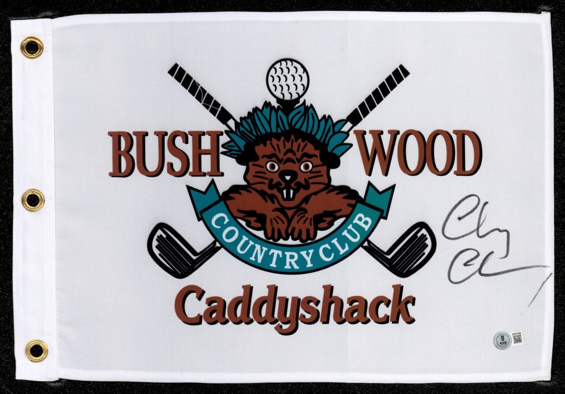 Chevy Chase Autographed Caddyshack Golf Pin Flag Beckett (1 of 1)