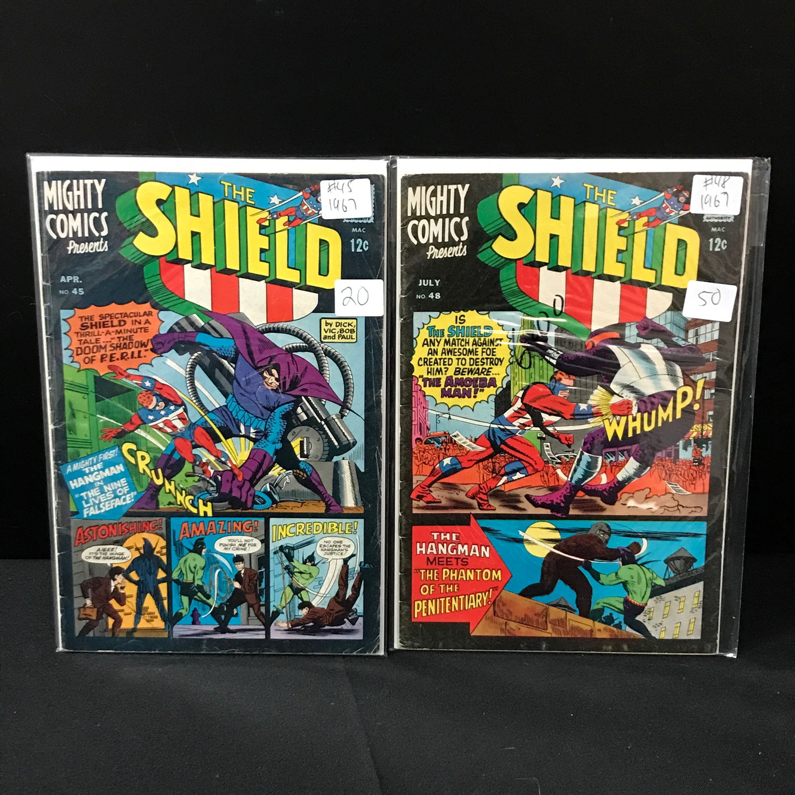 LOT OF 2 THE SHIELD COMICS #45 & #48 (1967) - MIGHTY COMICS (1 of 1)