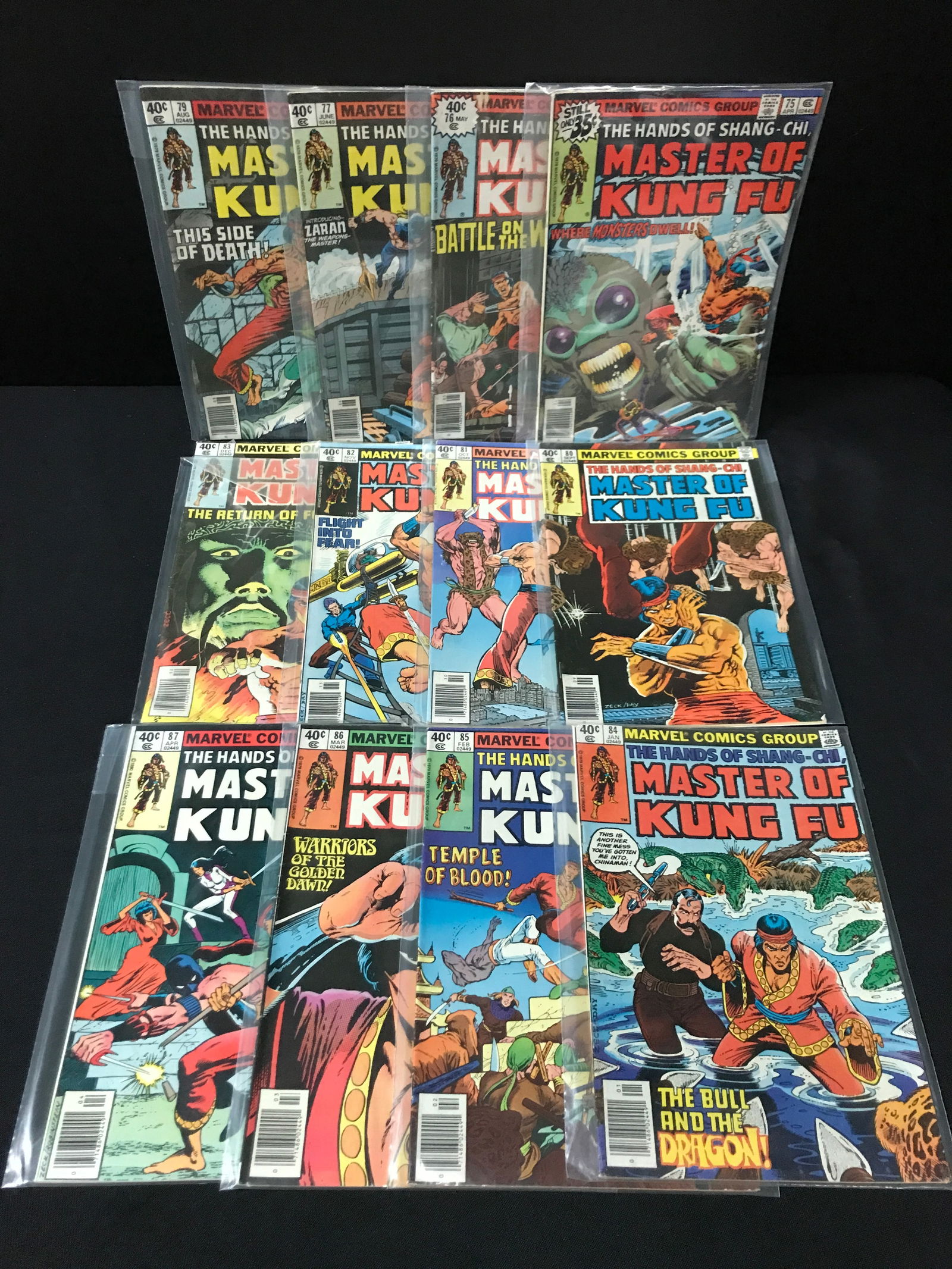 LOT OF 12 MASTER OF KUNG FU COMICS - MARVEL COMICS (1 of 1)
