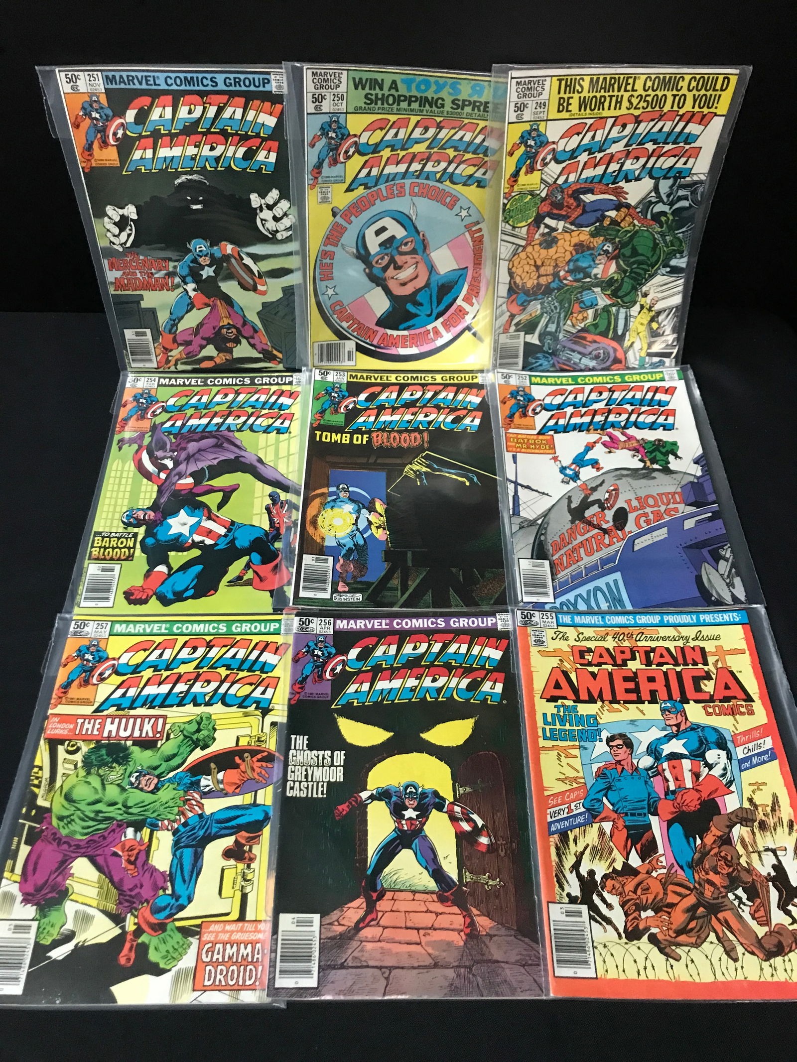 LOT OF 9 CATAIN AMERICA COMICS #249-257 - MARVEL COMICS (1 of 1)