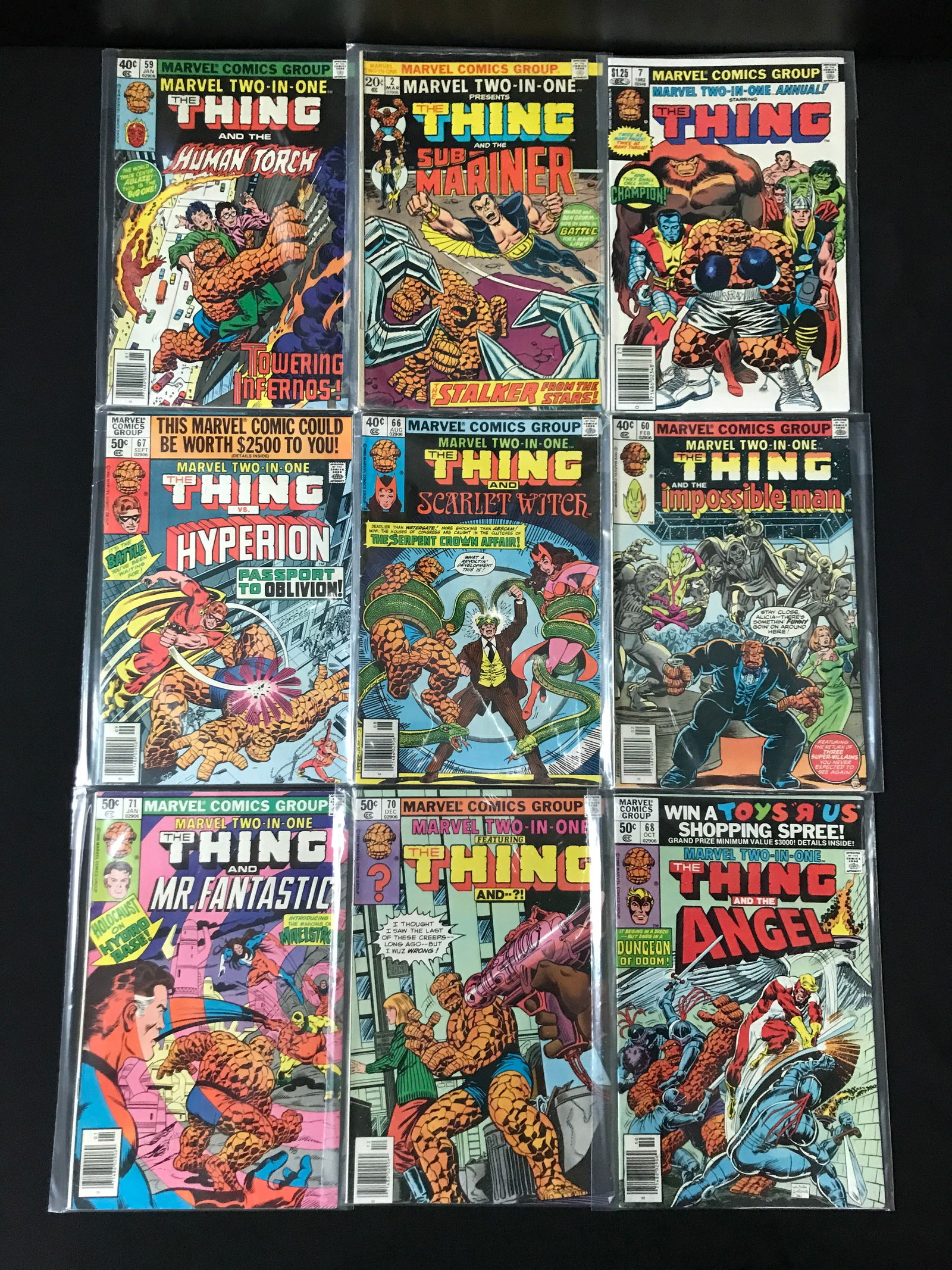 LOT OF 9 COMICS FEATURING THE THING - MARVEL COMICS (1 of 1)