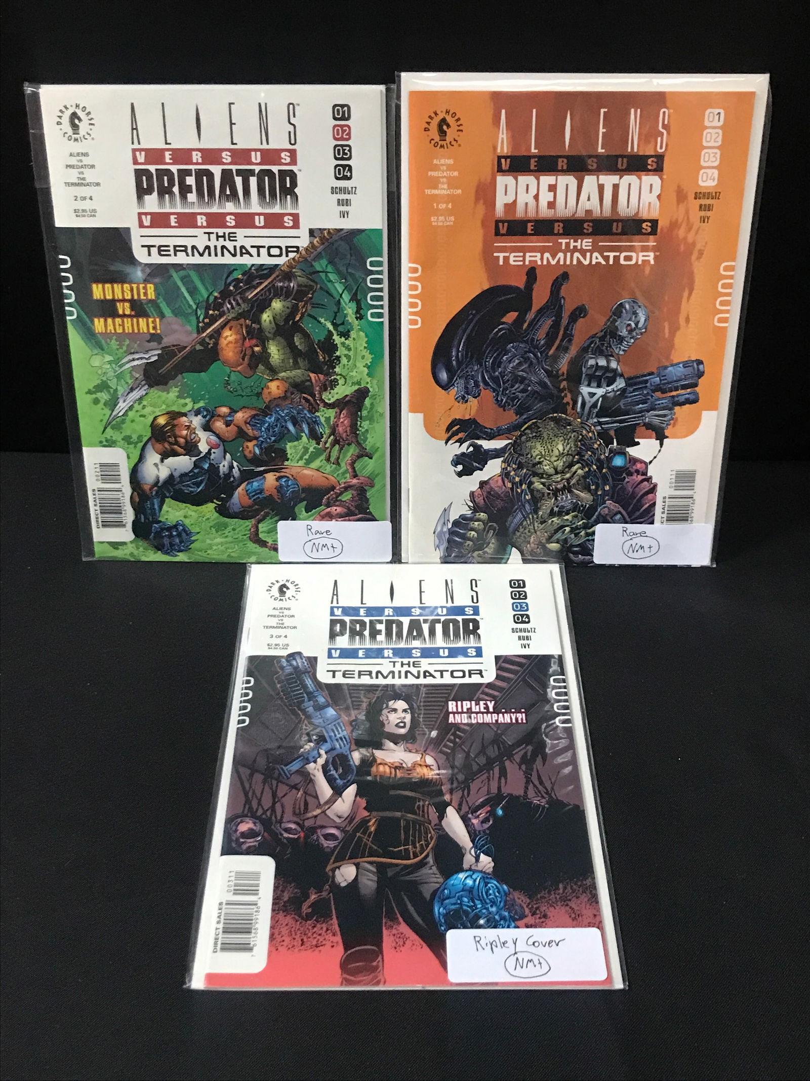 LOF OT 3 ALIENS VERSUS PREDATOR VERSUS THE TERMINATOR #1-3 OF 4 COMICS - DARK HORSE COMICS (1 of 1)