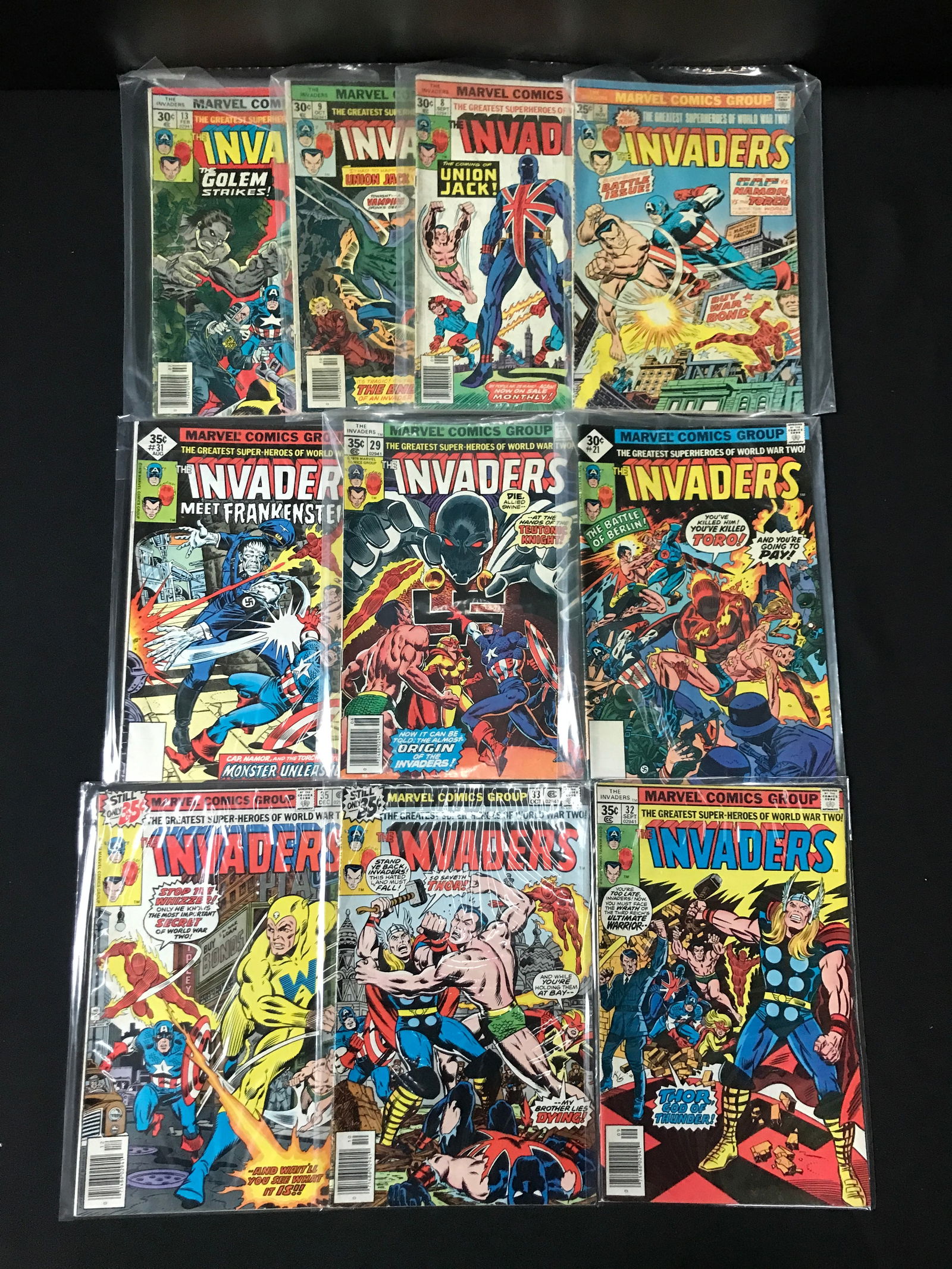 LOT OF 9 INVADERS COMICS - MARVEL COMICS (1 of 1)