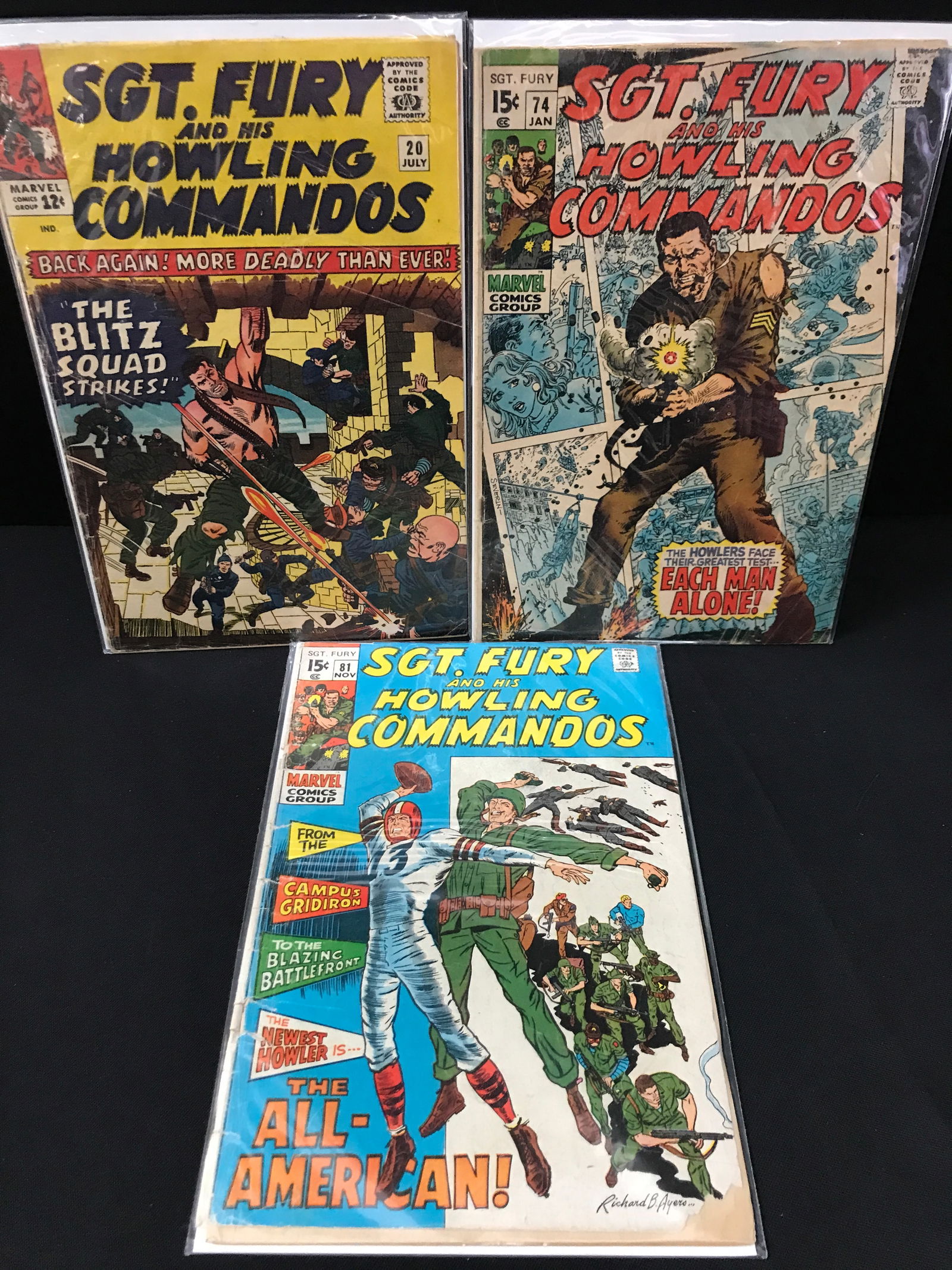 LOT OF 3 SGT. FURY AND HS HOWLING COMMANODS 20, 74 & 81 - MARVEL COMICS (1 of 1)