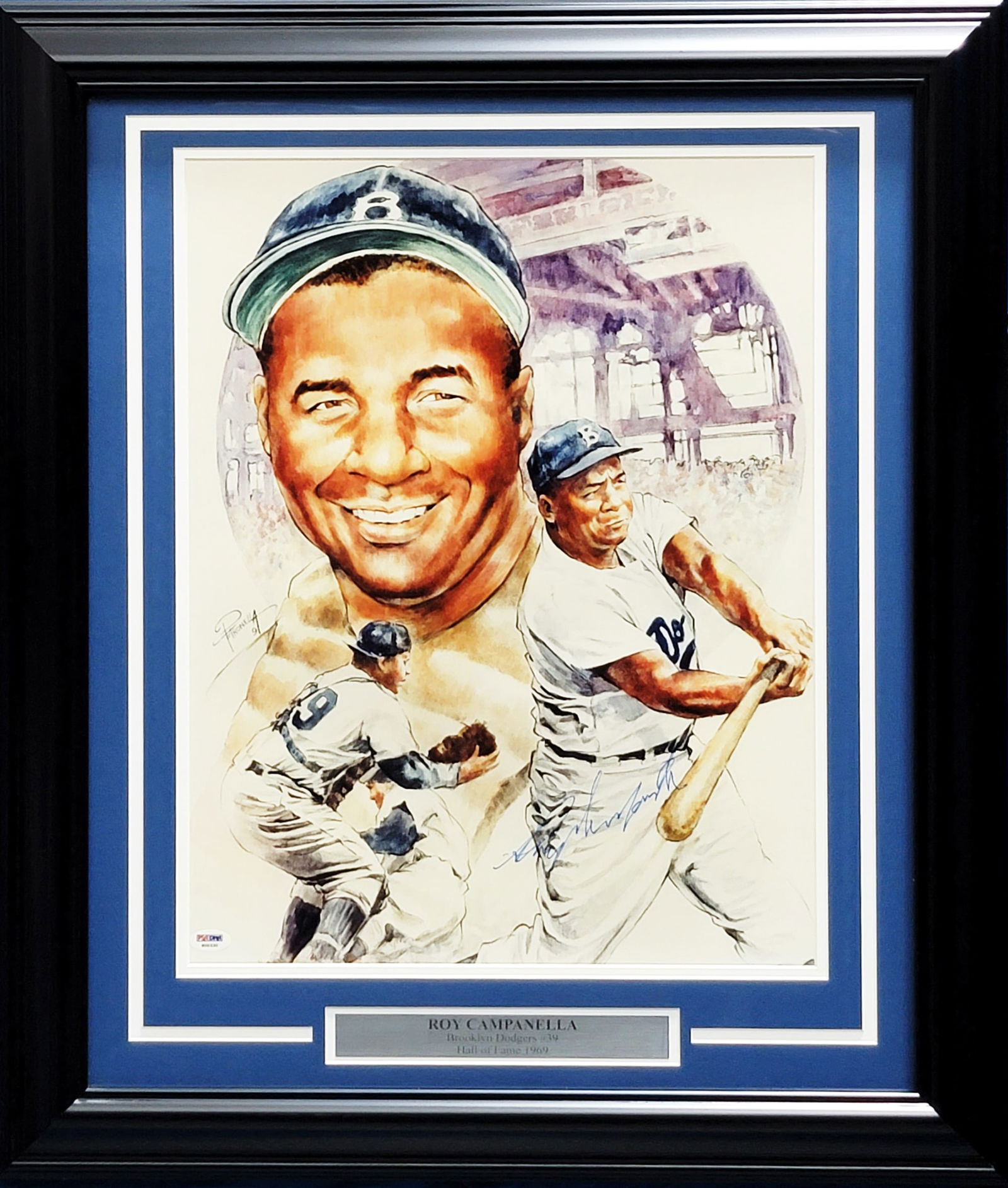 Roy Campanella Autographed Framed 16x20 Photo Brooklyn Dodgers PSA (1 of 3)