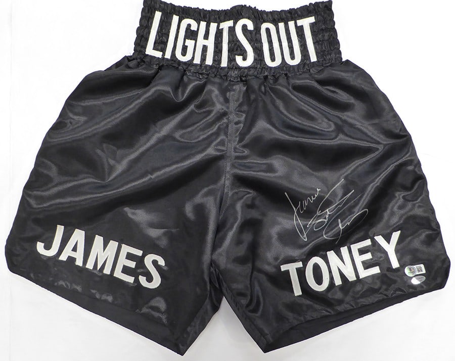 JAMES TONEY SIGNED FIGHTING SHORTS - BECKETT COA: Prices are in Canadian dollars