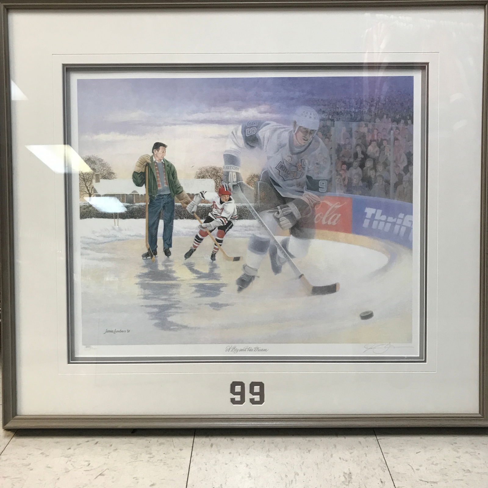 LTD EDITION JAMES LUMBERS A BOY AND HIS DREAM WAYNE GRETZKY CUSTOM FRAMED: Prices are in Canadian dollars