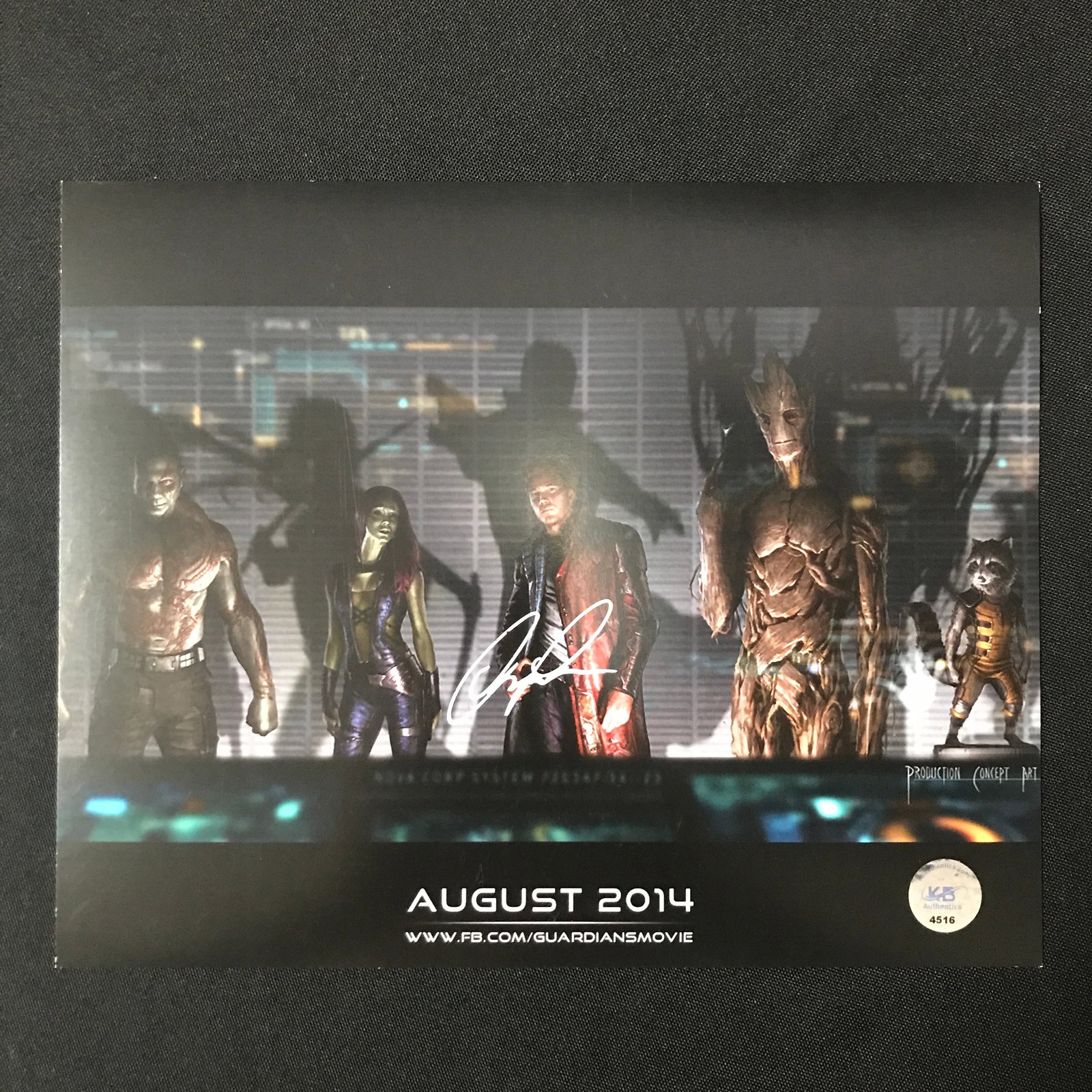 CHRIS PRATT SIGNED GUARDIANS OF THE GALAXY 8X10 - KB COA (1 of 1)