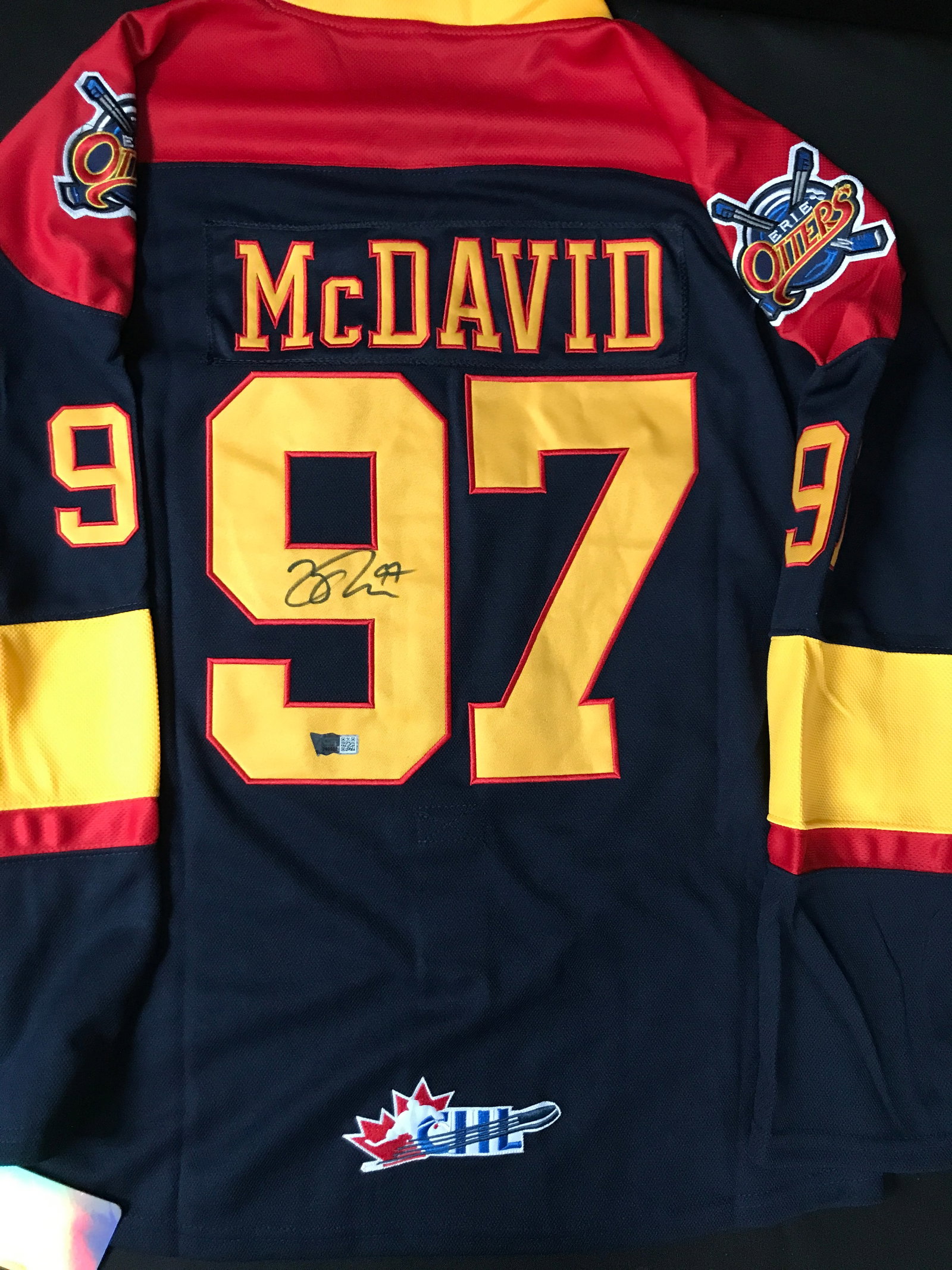 CONNOR MCDAVID SIGNED EERIE OTTERS HOCKEY JERSEY - ACE COA (1 of 3)