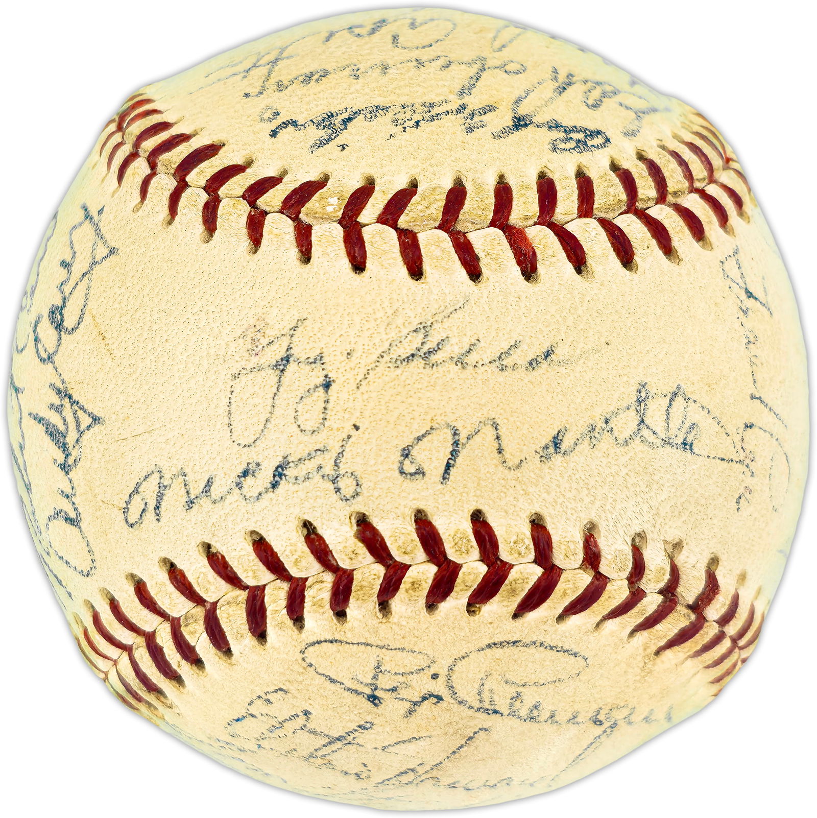 1955 New York Yankees Autographed Baseball With 30 Signatures Including Mickey Mantle Beckett (1 of 4)