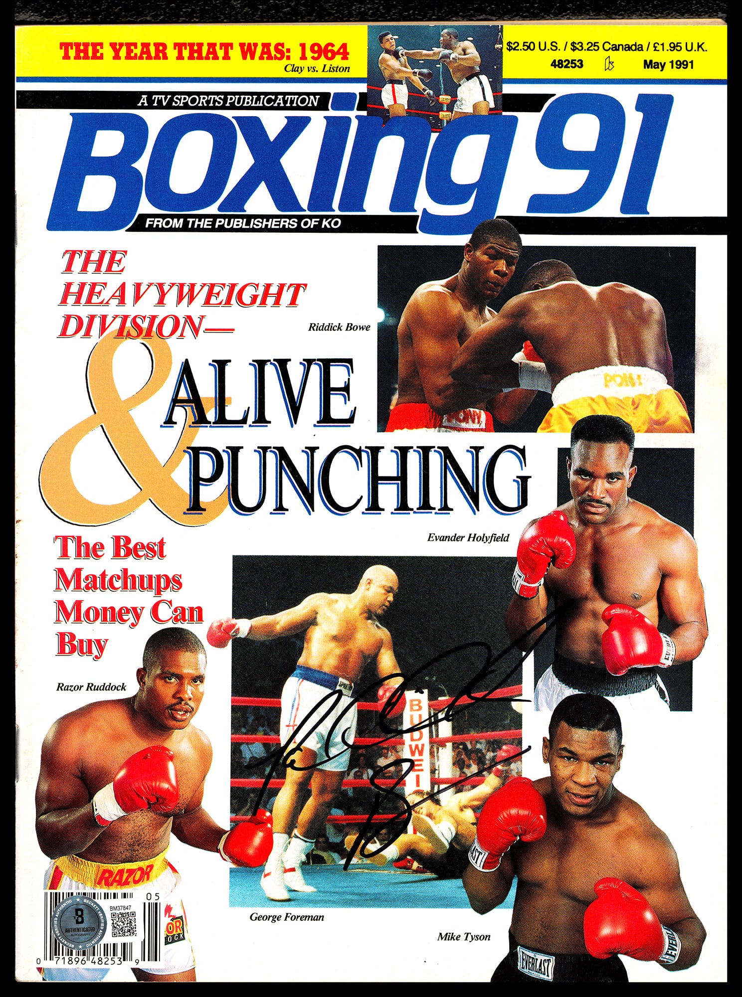 RIDDICK BOWE SIGNED BOXING MAGAZINE (BECKETT COA) (1 of 1)
