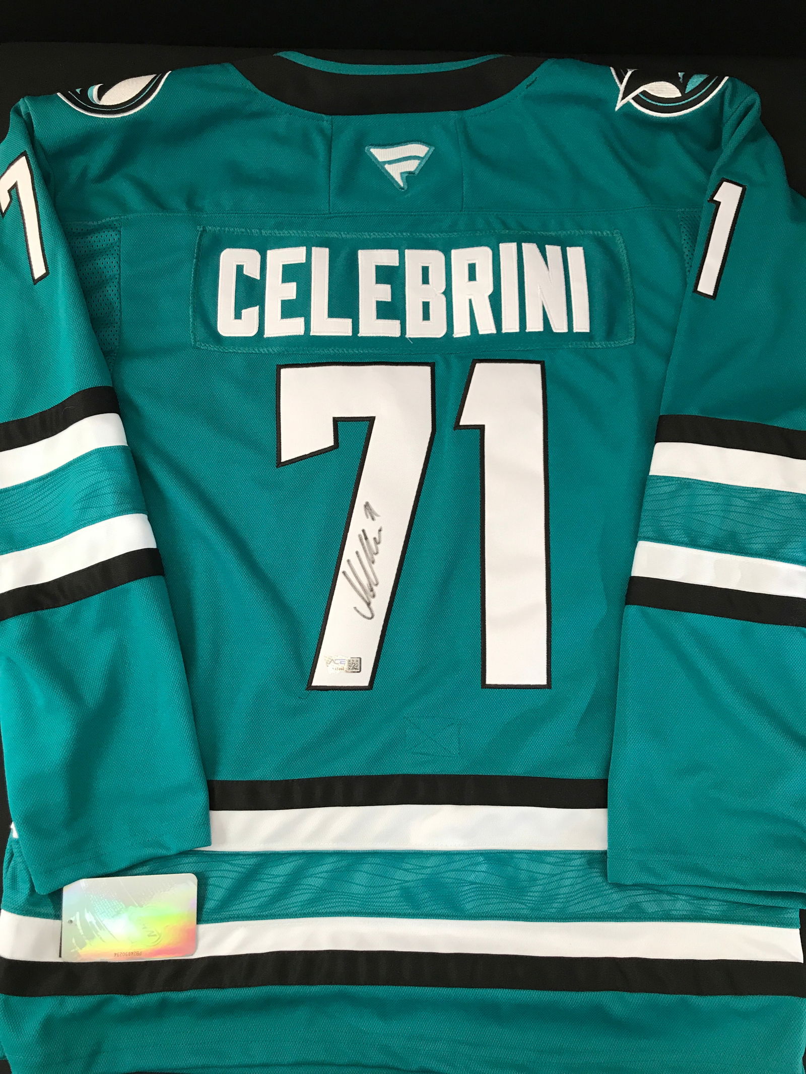MACKLIN CELEBRINI SIGNED SAN JOSE SHARKS HOCKEY JERSEY - ACE COA (1 of 3)