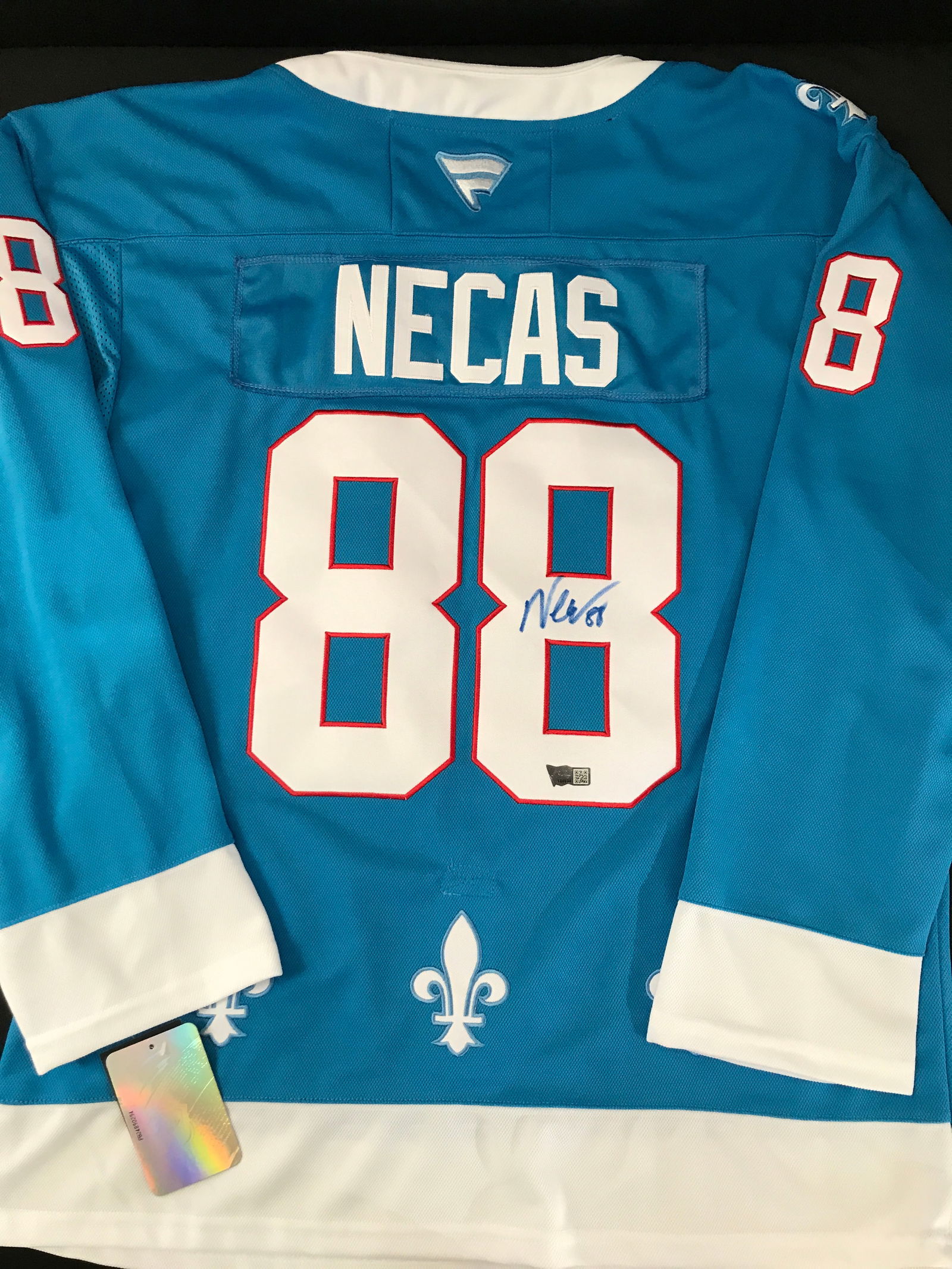 MARTIN NECAS SIGNED COLORADO AVALANCHE (QUEBEC NORDIQUES) JERSEY - ACE COA: Prices are in Canadian dollars