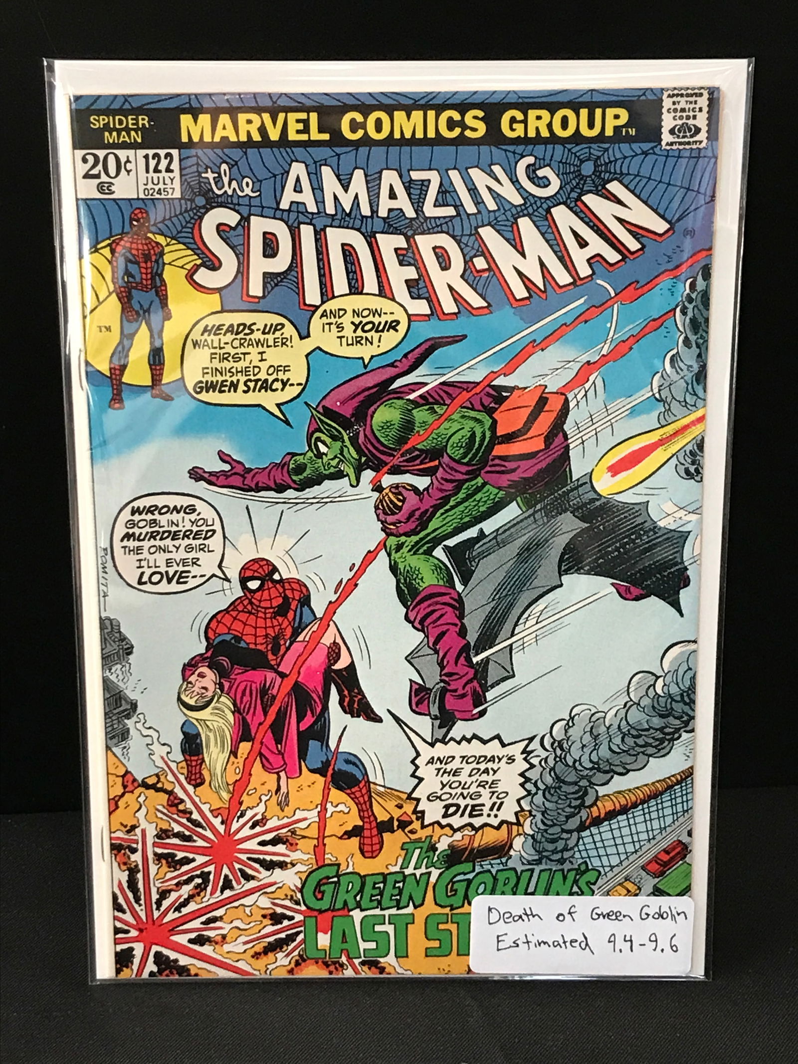 THE AMAZING SPIDERMAN #122 DEATH OF GREEN GOBLIN ESTIMATED 9.4-9.6 - MARVEL COMICS (1 of 1)
