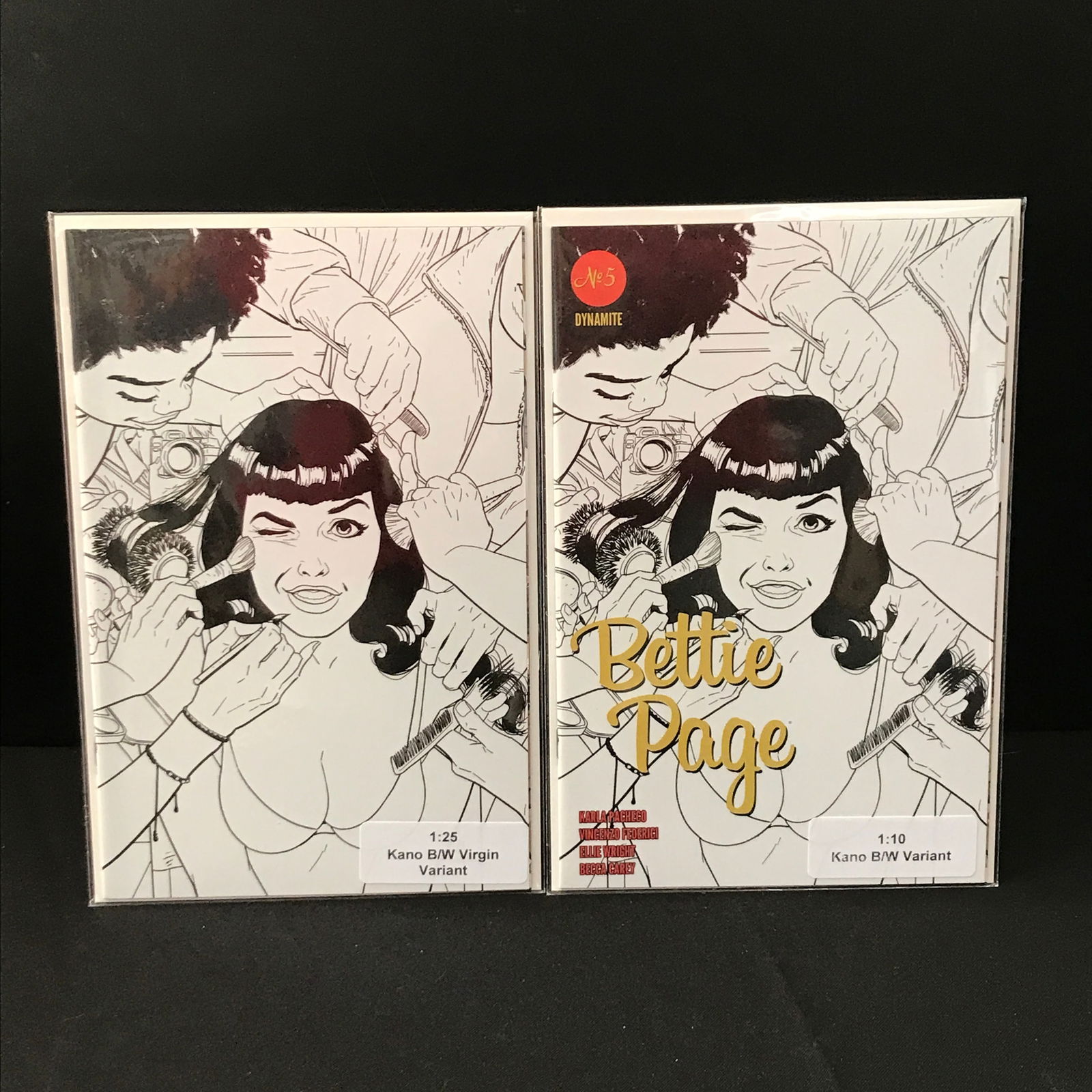 LOT OF 2 BETTIE PAGE COMICS 1:10 & 1:25 VARIANT - DYNAMITE COMICS: Prices are in Canadian dollars