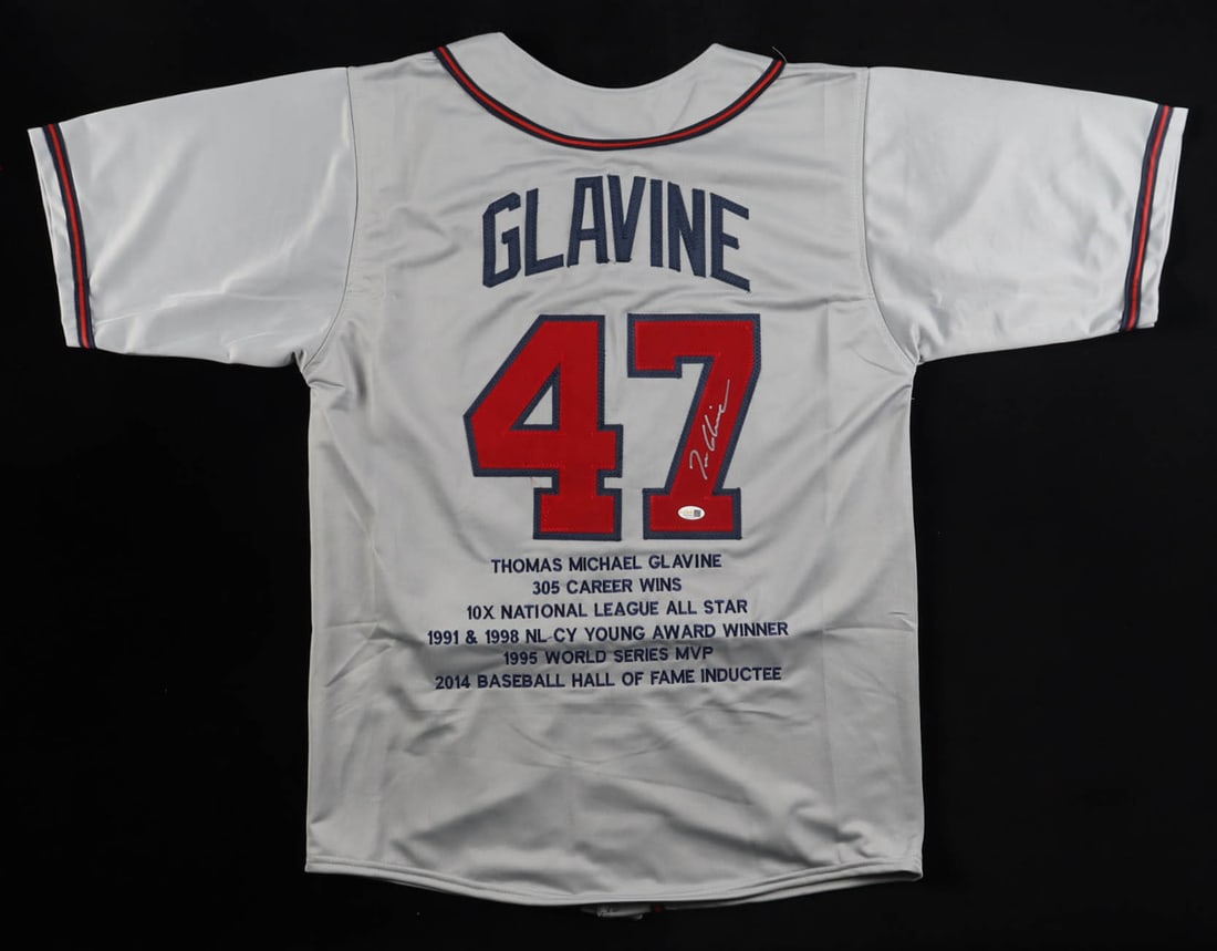 TOM GLAVINE SIGNED ATLANTA BRAVES JERSEY - JSA COA: Prices are in Canadian dollars
