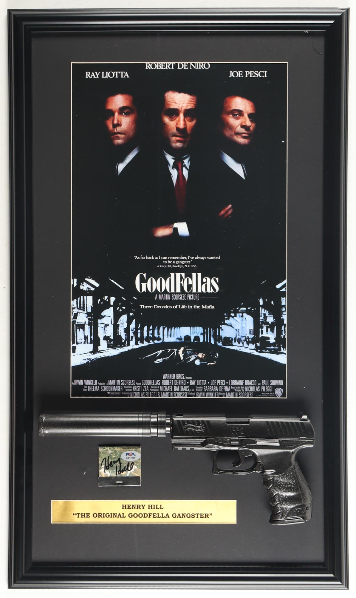 HENRY HILL SIGNED GOODFELLAS PRESENTATION PIECE - PSA COA: Prices are in Canadian dollars