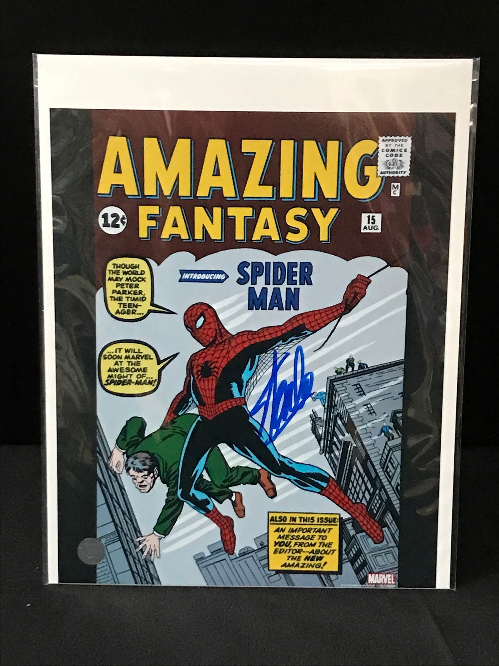 STAN LEE SIGNED AMAZING FANTASY 15 8 X 10 - FROZEN POND COA: Prices are in Canadian dollars