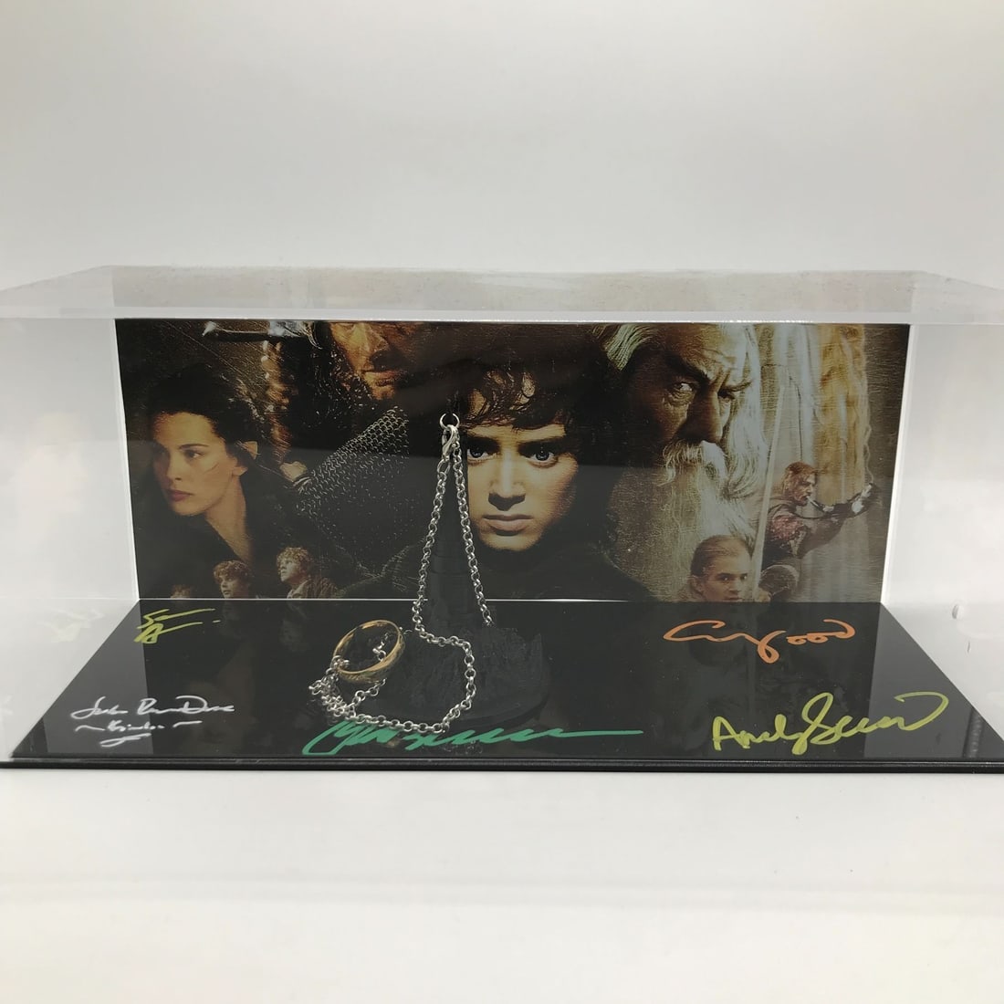 WOOD, ASTIN, SERKIS, RHYS DAVIES AND BLOOM SIGNED LOTR PRESENTATION PIECE - WWOC COA: Prices are in Canadian dollars