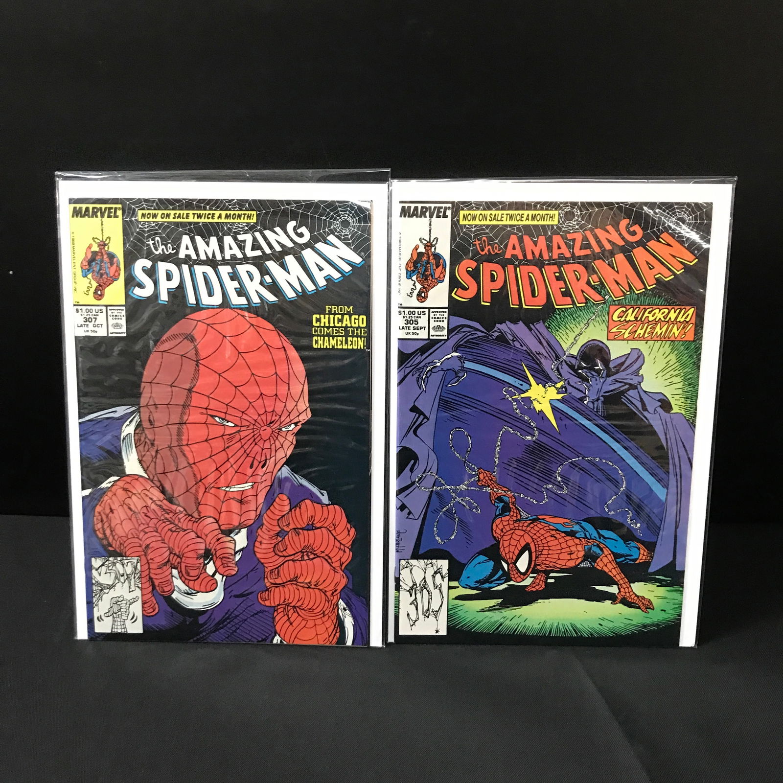 LOT OF 2 AMAZING SPIDERMAN COMICS #305 & #307 - MARVEL COMICS (1 of 1)