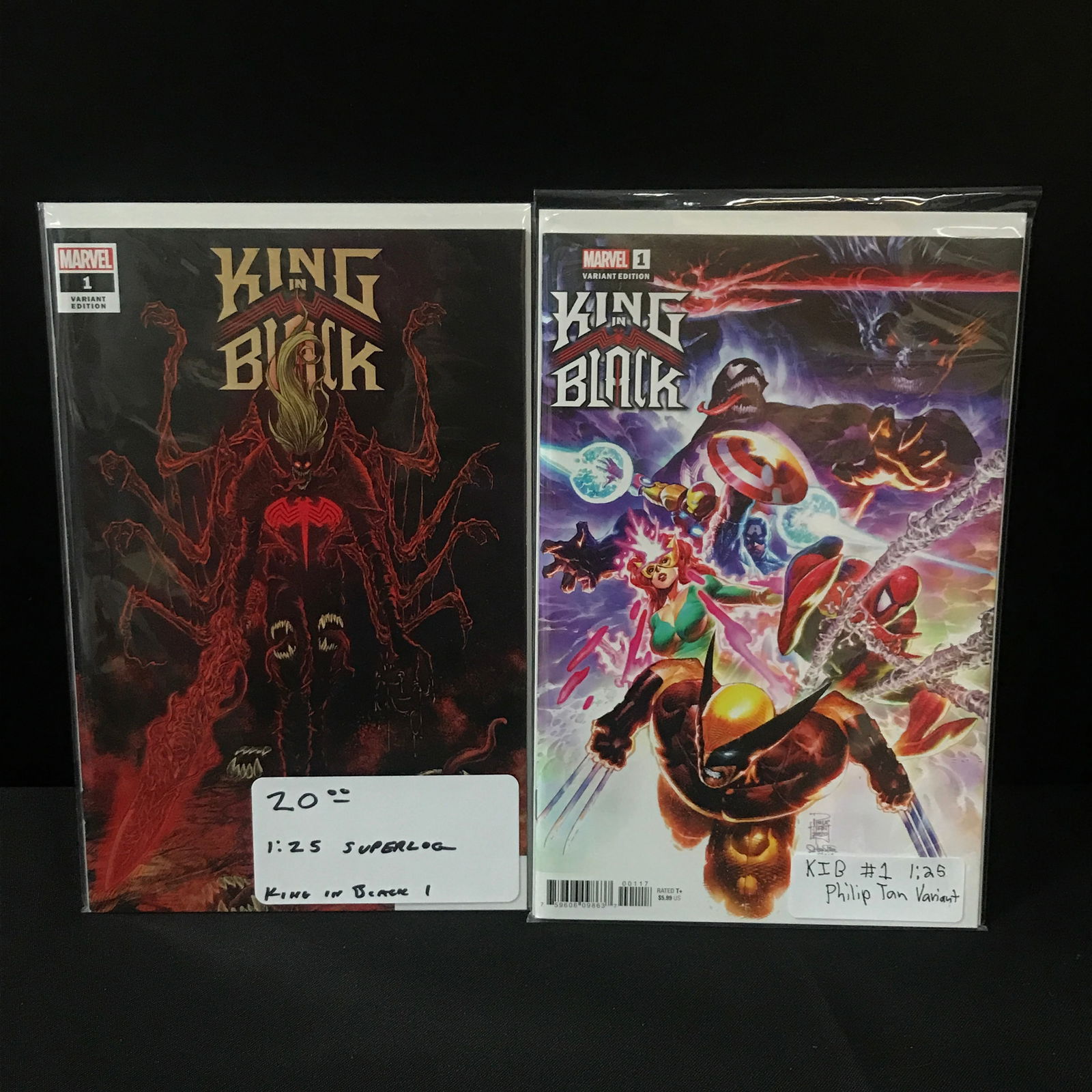 LOT OF 2 KING IN BLACK COMICS #1 1:25 VARIANT EDITIONS - MARVEL COMICS (1 of 1)