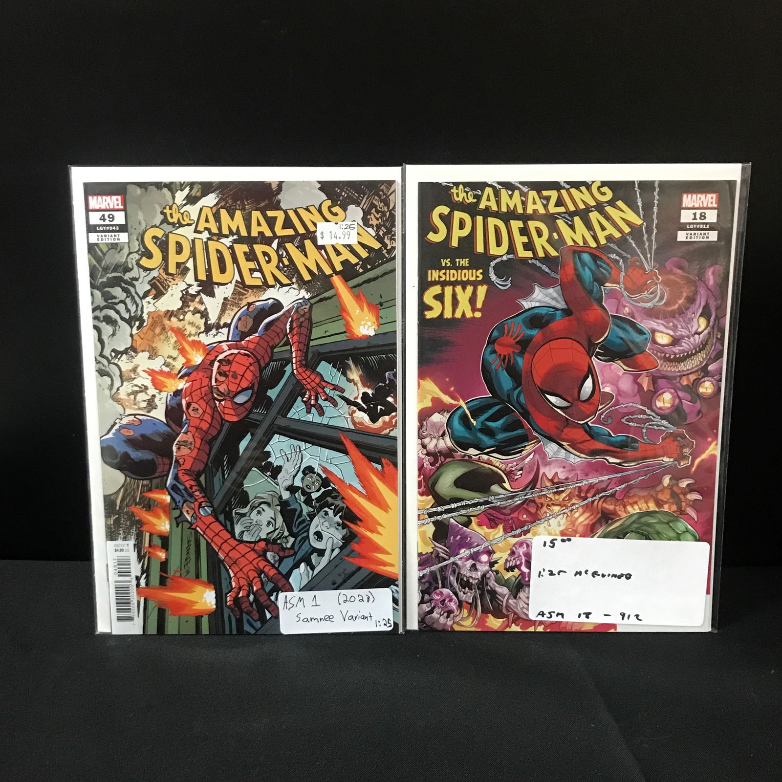 LOT OF 2 THE AMAZING SPIDERMAN COMICS #18 & #49 1:25 VARIANTS - MARVEL COMICS (1 of 1)