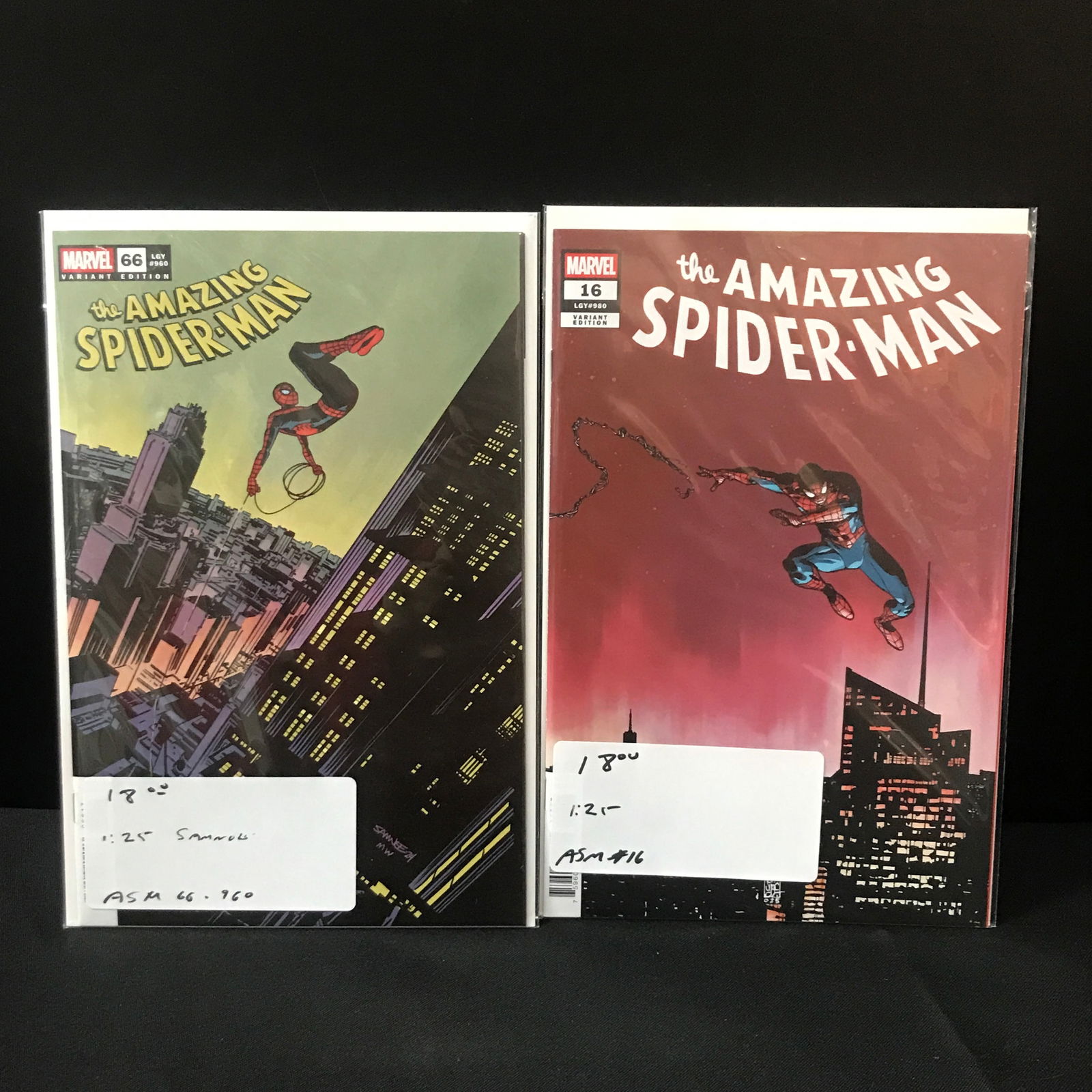 LOT OF 2 THE AMAZING SPIDERMAN COMICS #16 & #66 1:25 VARIANTS - MARVEL COMICS (1 of 1)