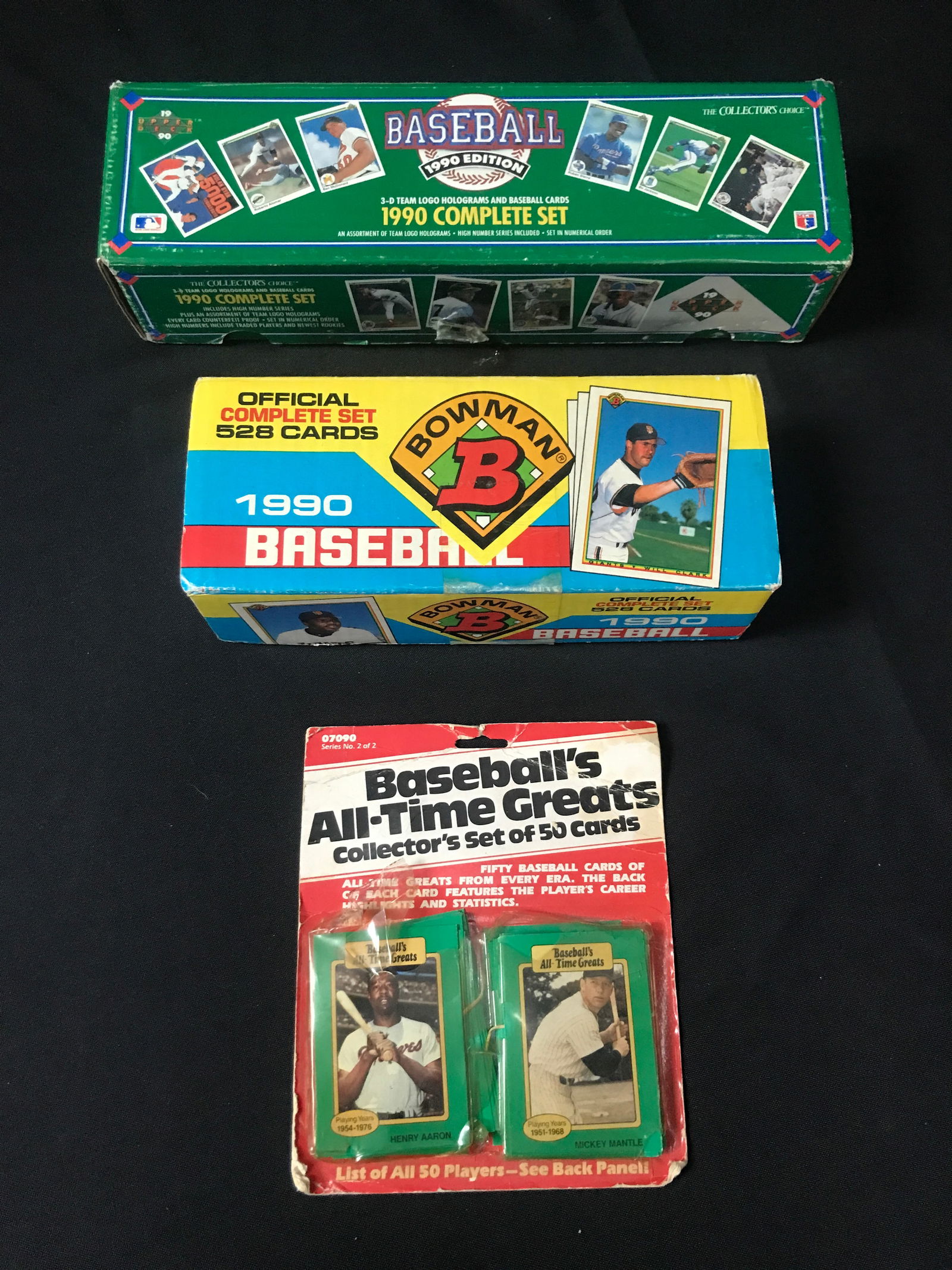 LOT OF 2 BOXES OF BASEBALL CARDS AND BASEBALL'S ALL TIME GREATS COLLECTORS SET OF 50 CARDS (1 of 1)