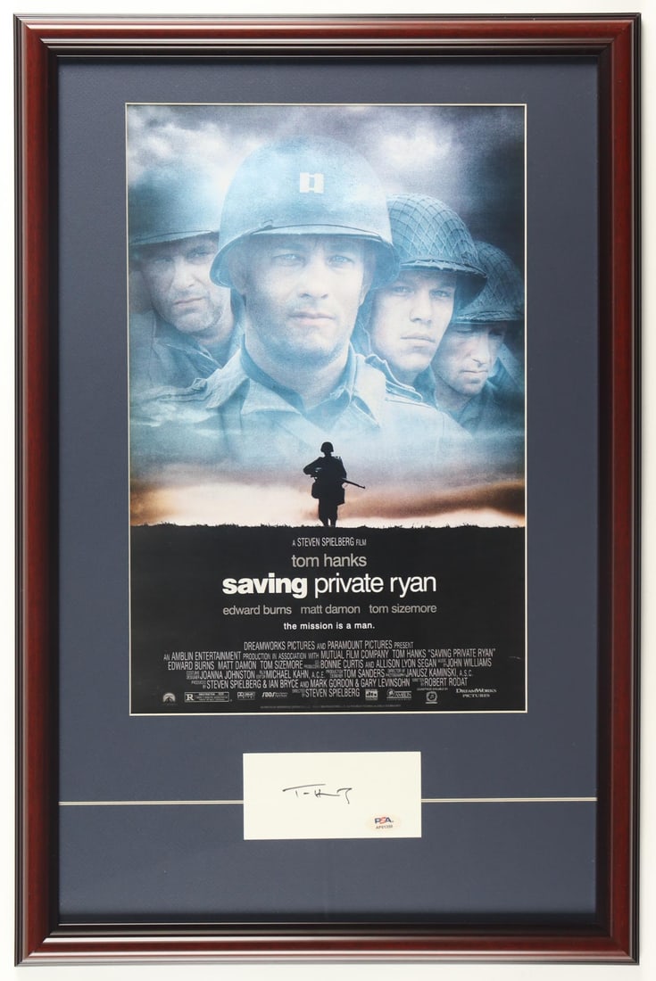 TOM HANKS SIGNED SAVING PRIVATE RYAN PRESENTATION PIECE - PSA COA (1 of 1)
