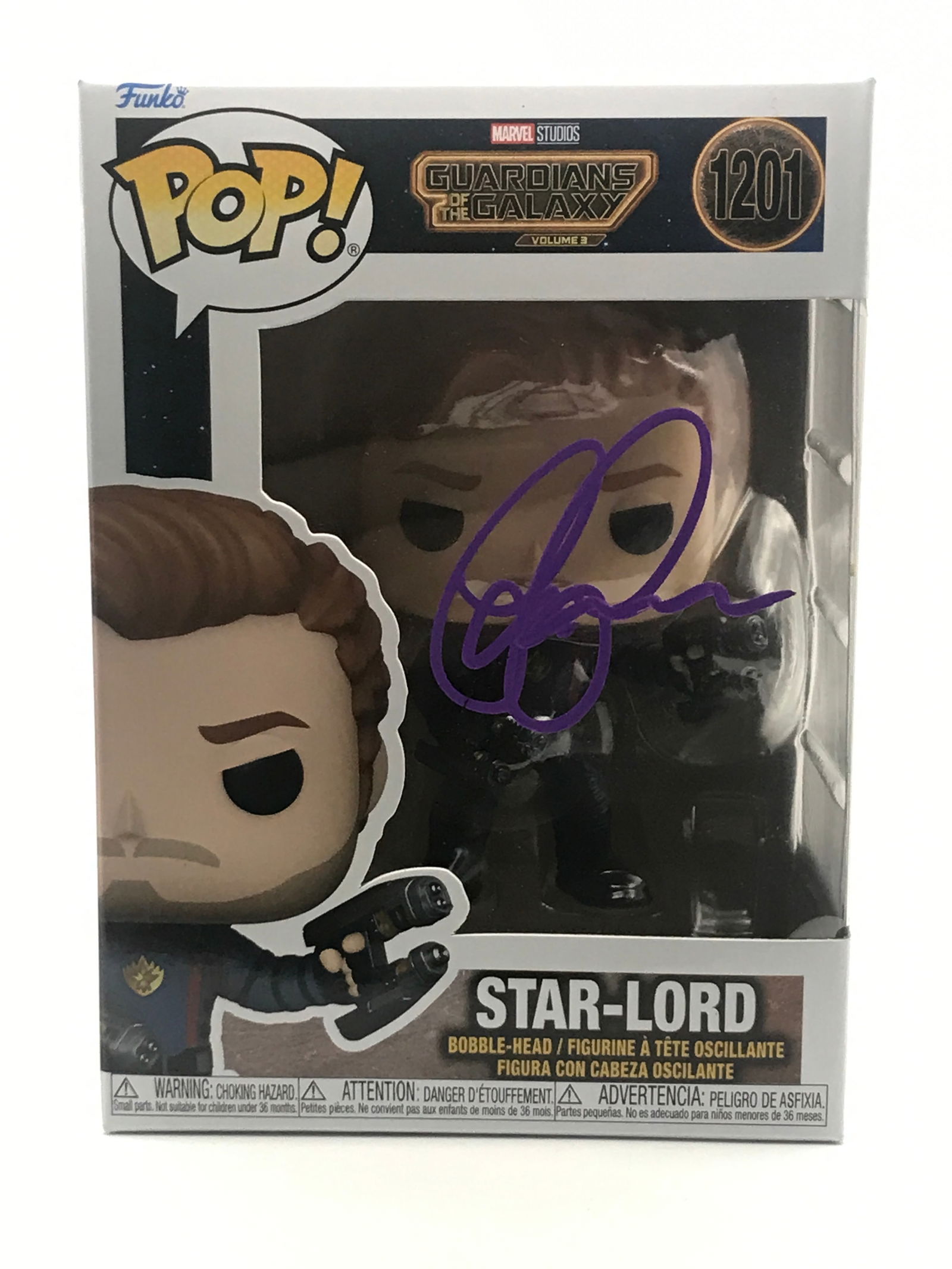 CHRIS PRATT SIGNED STAR LORD FUNKO POP - KB COA (1 of 2)