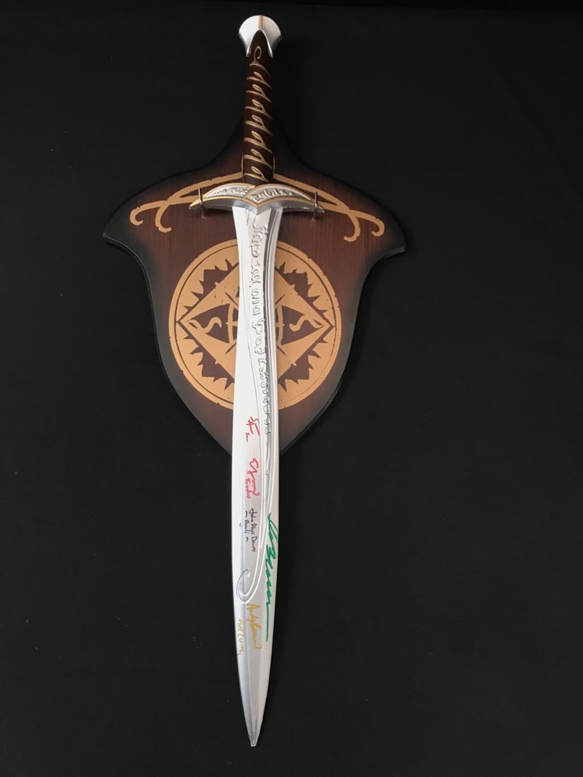 ASTIN, WOOD, SERKIS, RHYS DAVIES AND BLOOM MULTI SIGNED LOTR SWORD - WWOC COA (1 of 6)