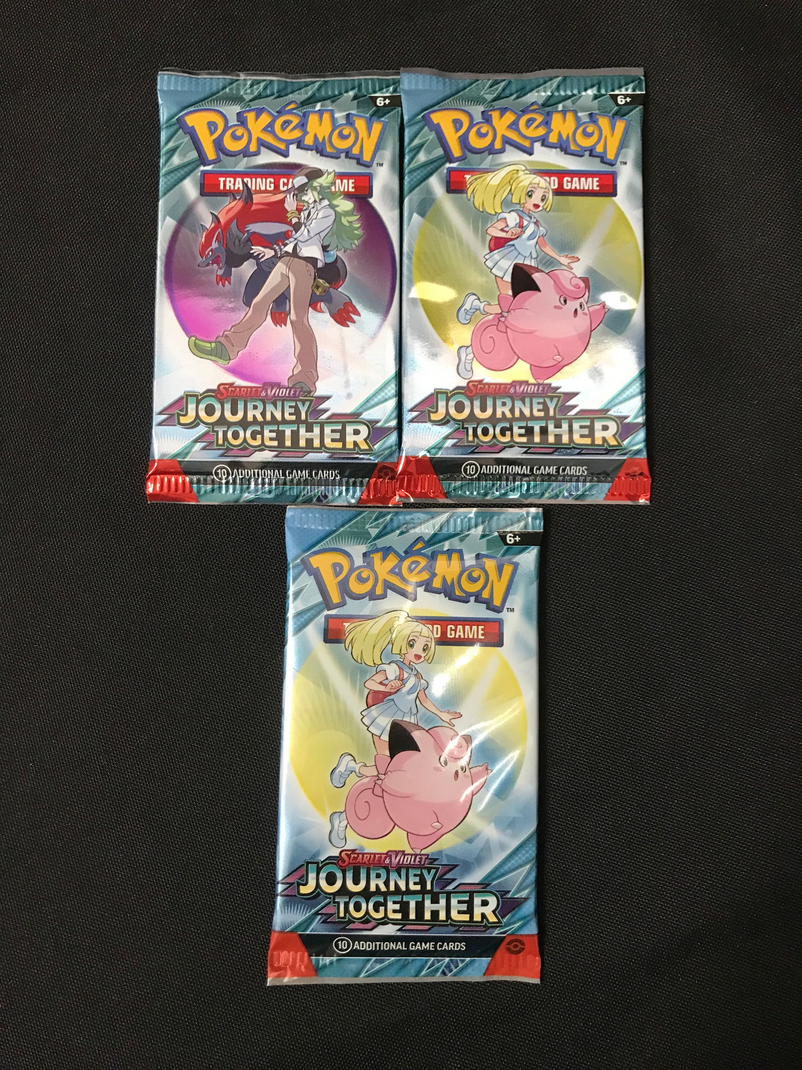 LOT OF 3 POKEMON TCG SCARLET & VIOLET JOURNEY TOGETHER SEALED BOOSTER PACKS: Prices are in Canadian dollars