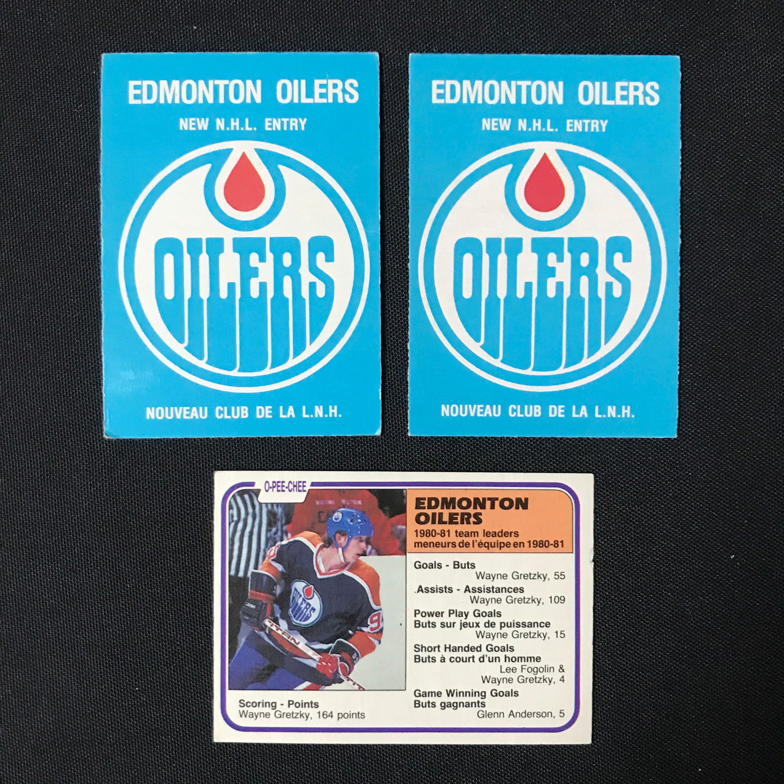 LOT OF 3 HOCKEY CARDS INCLUDING 2 X 1979-80 OPC EDMONTON OILERS CHECKLIST CARDS (1 of 1)