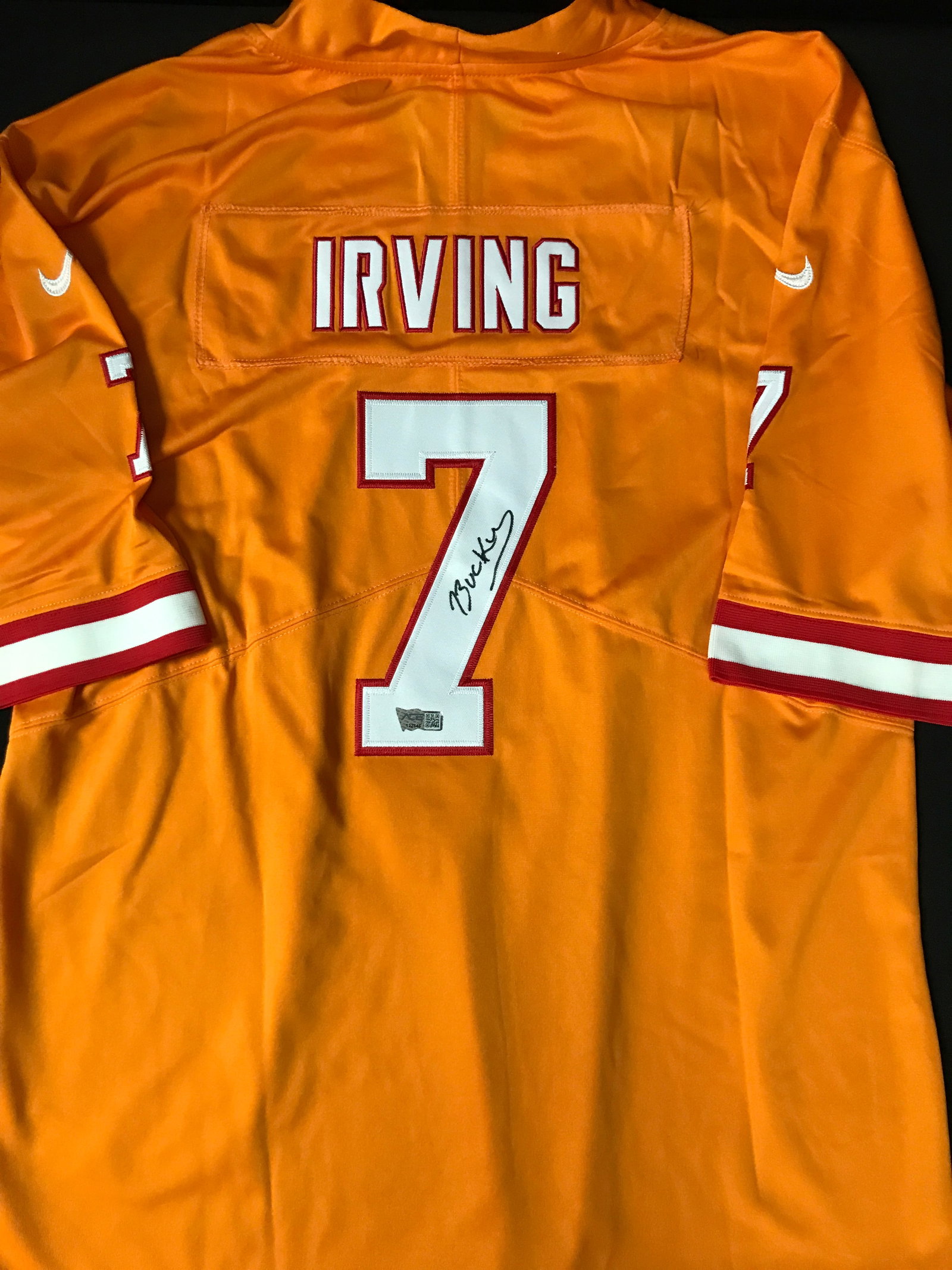 BUCKY IRVING SIGNED CUSTOM FOOTBALL JERSEY - ACE COA: Prices are in Canadian dollars