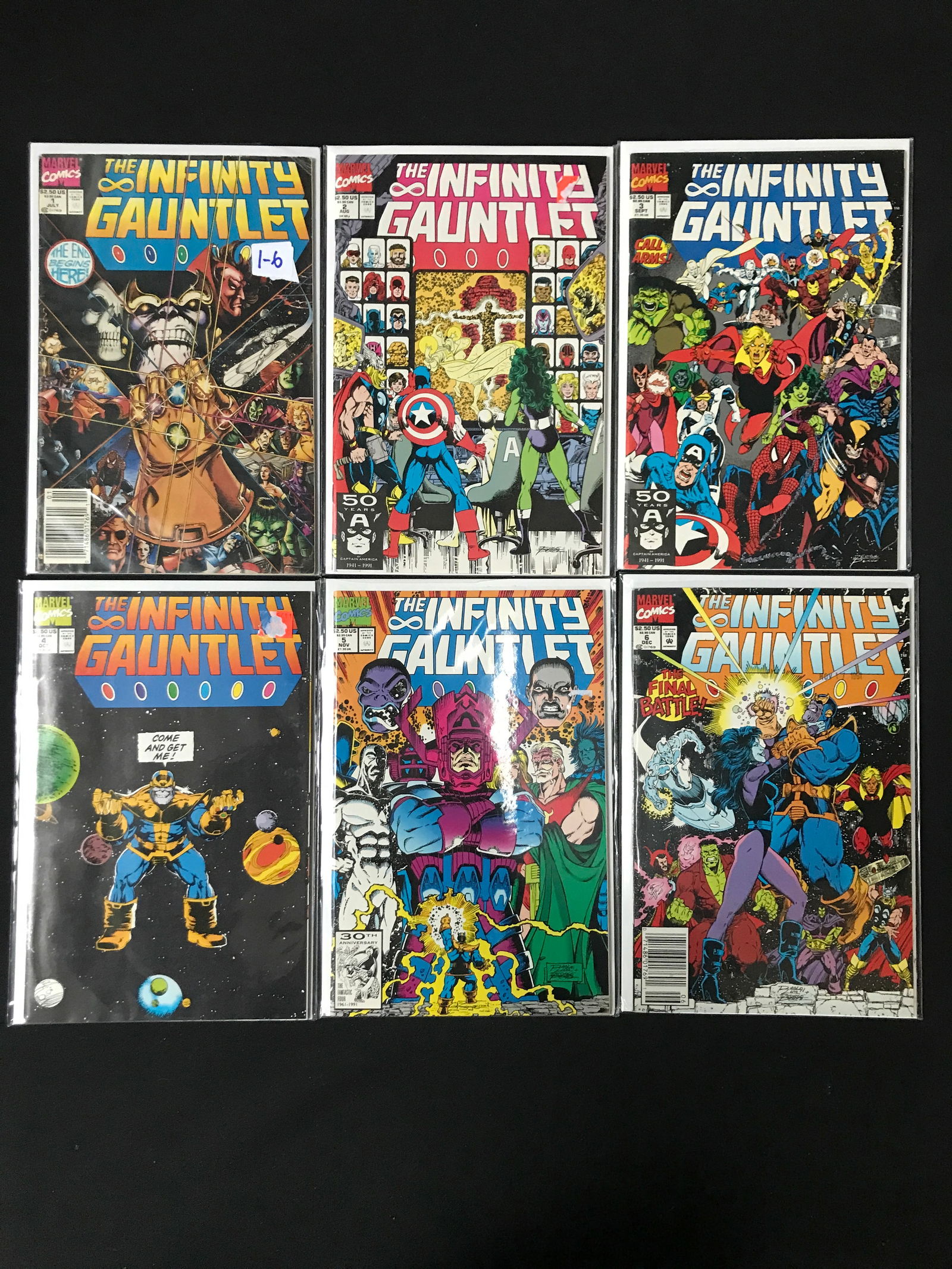 LOT OF 6 THE INFINITY GAUNTLET COMICS #1-6 - MARVEL COMICS (1 of 1)