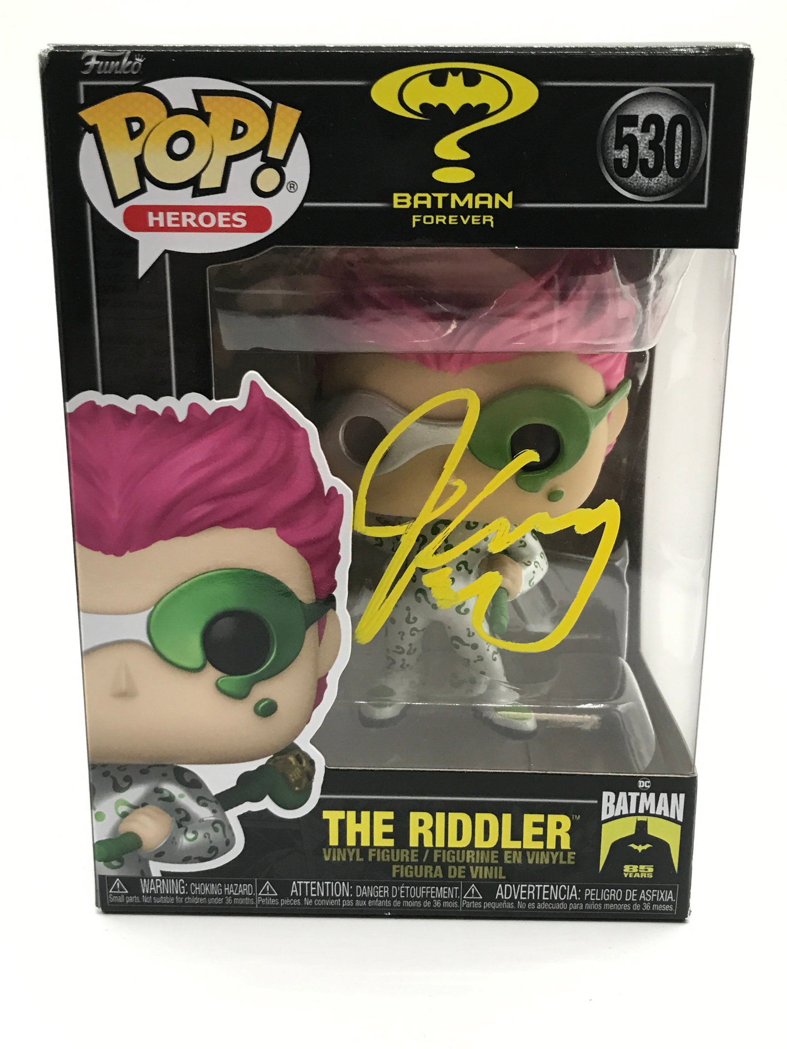 Jim Carrey SIGNED THE RIDDLER FUNKO POP - KB COA: Prices are in Canadian dollars