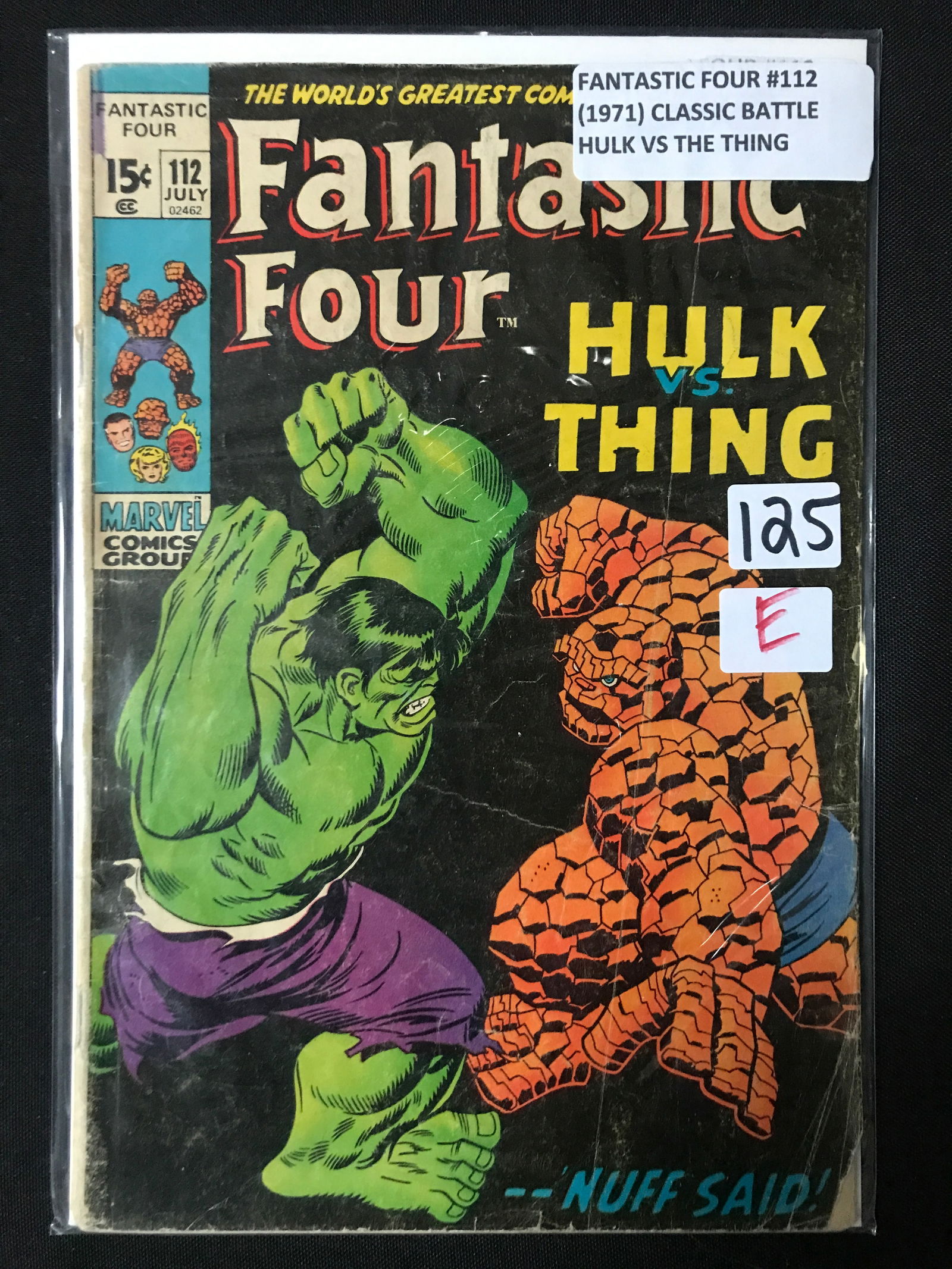 FANTASTIC FOUR #112 (1971) CLASSIC BATTLE HULK VS THING - MARVEL COMICS (1 of 1)