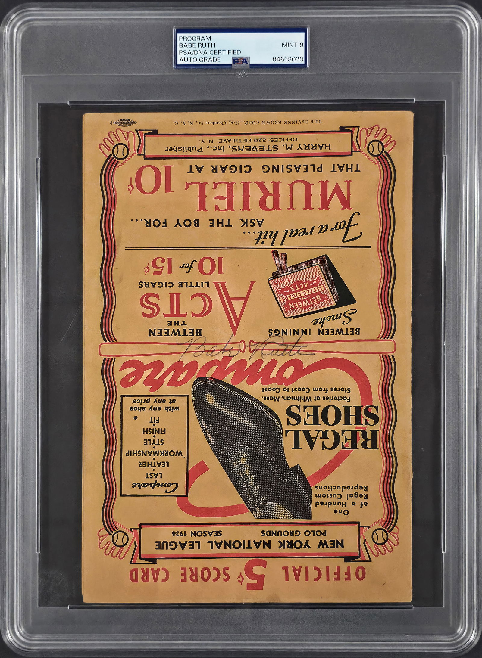 BABE RUTH SIGNED PROGRAM - PSA/DNA COA GRADE 9: Prices are in Canadian dollars
