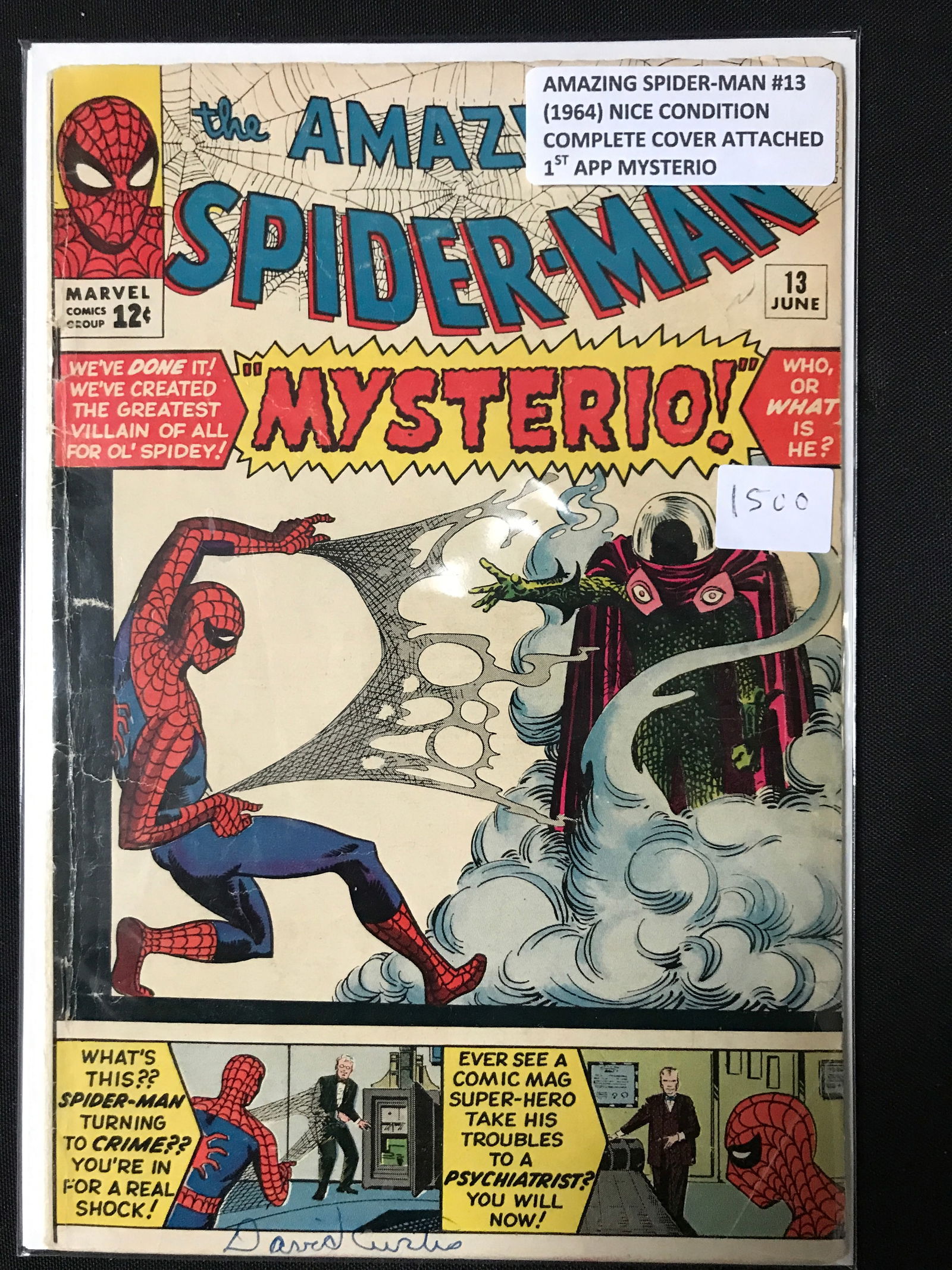 AMAZING SPIDERMAN #13 (1964) COMPLETE COVER ATTACHED 1ST APP MYSTERIO (1 of 1)