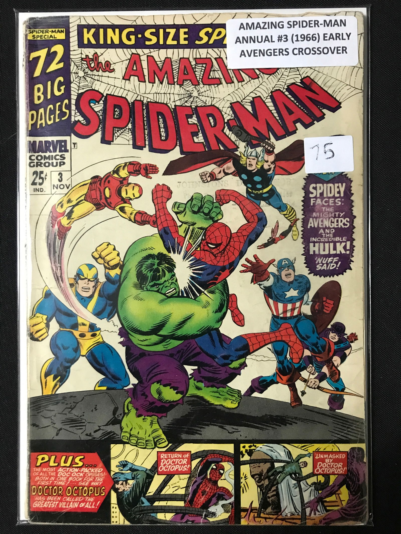 AMAZING SPIDERMAN ANNUAL #3 (1966) EARLY AVENGERS CROSSOVER - MARVEL COMICS (1 of 1)