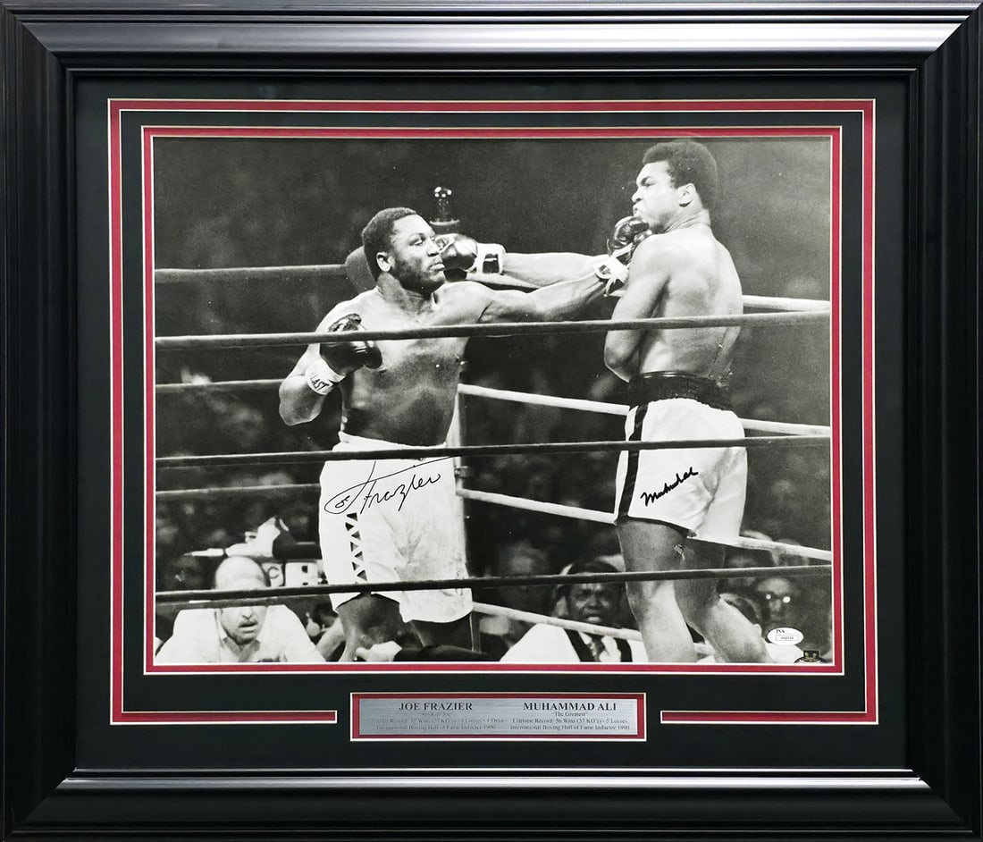 JOE FRAZIER AND MUHAMMAD ALI DUAL SIGNED AND FRAMED 16 X 20 PICTURE - JSA COA (1 of 4)