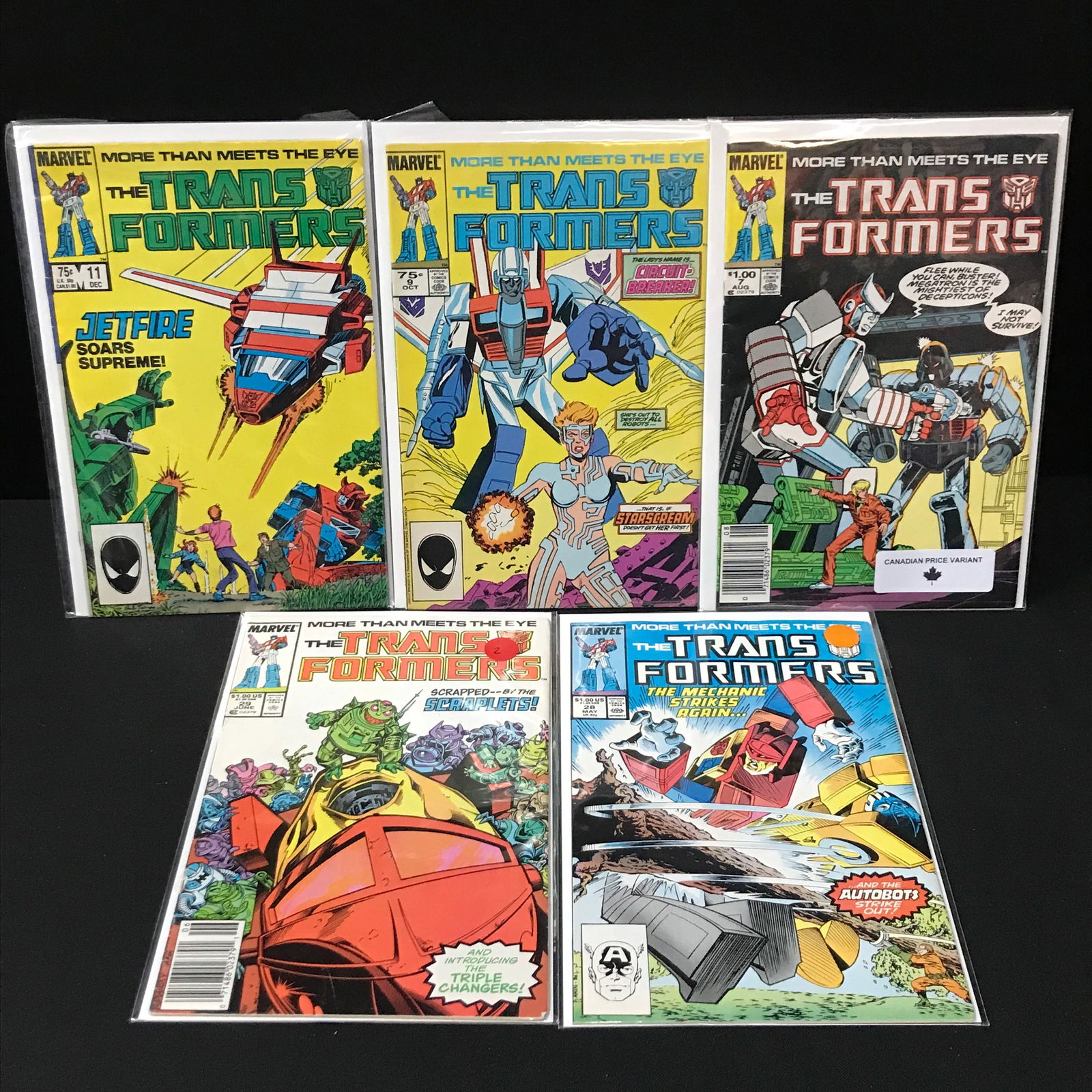 LOT OF 5 TRANSFORMERS COMICS - MARVEL COMICS (1 of 1)