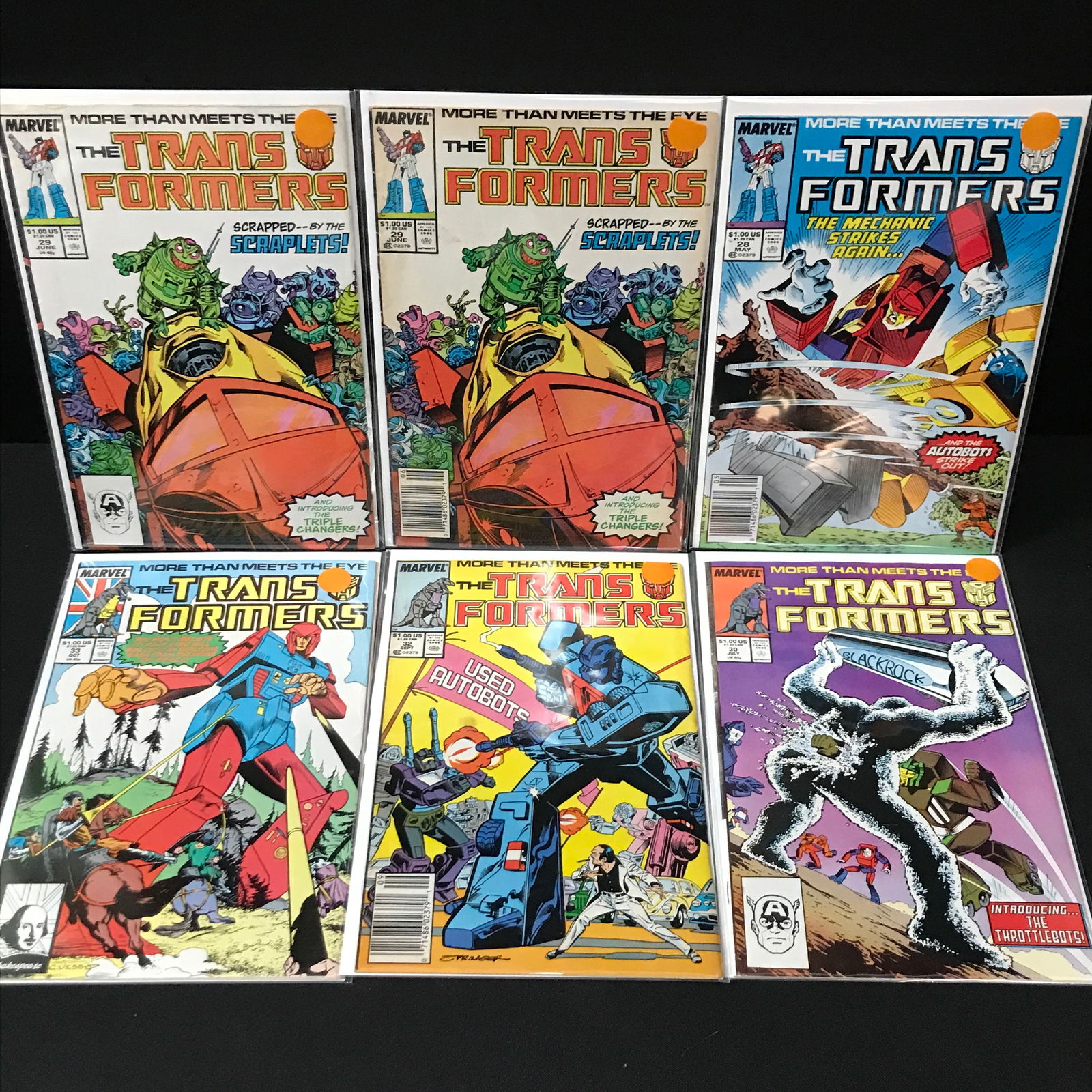 LOT OF 6 TRANSFORMERS COMICS - MARVEL COMICS (1 of 1)
