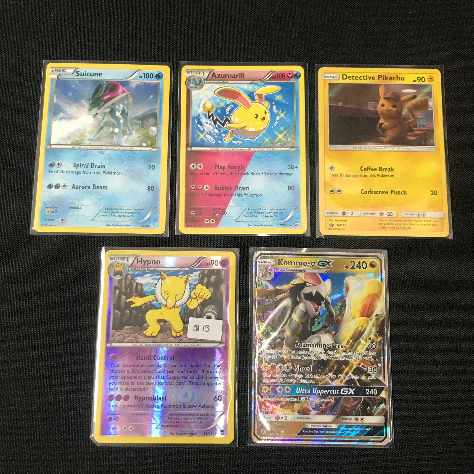 LOT OF 5 POKEMON TRADING CARDS: Prices are in Canadian dollars