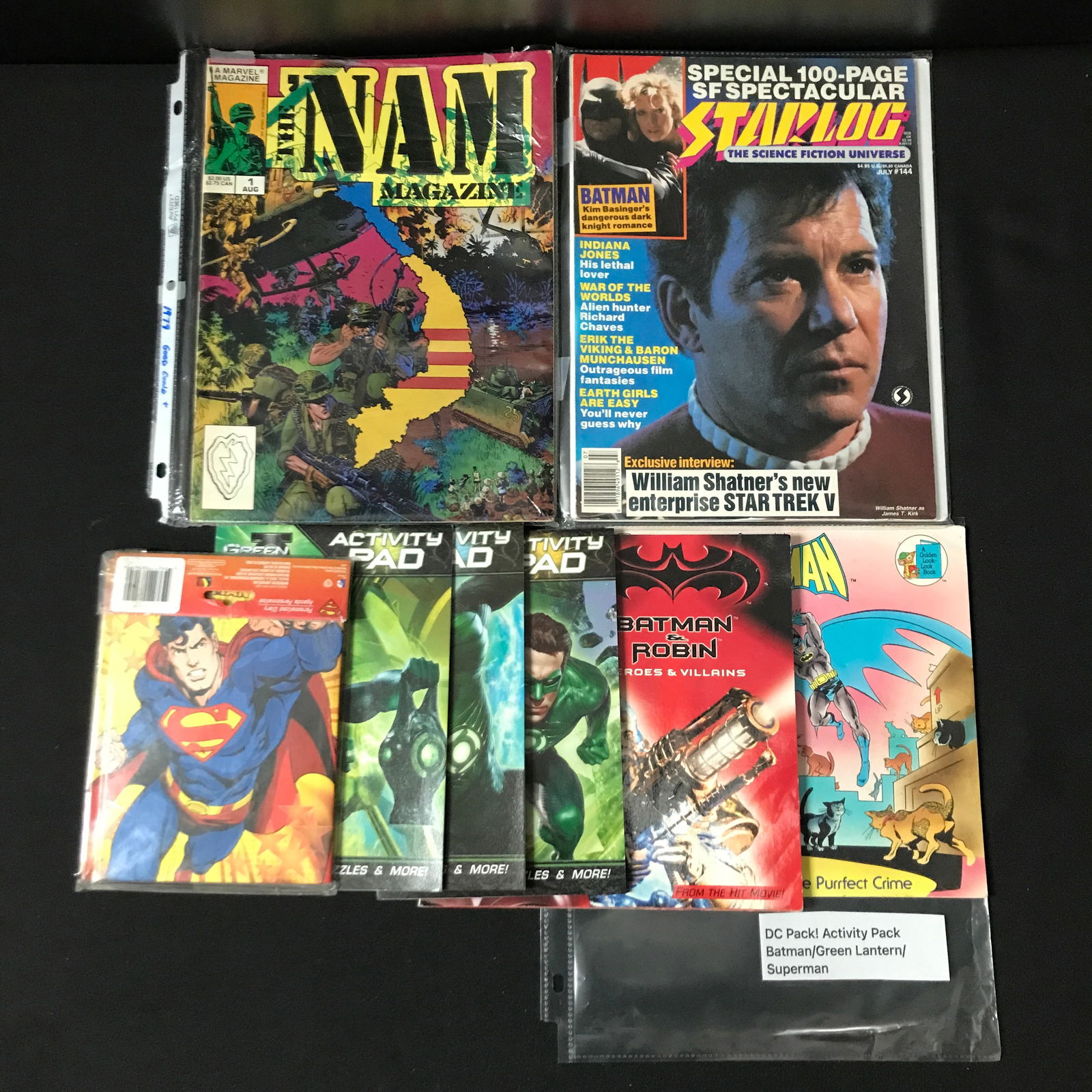 LOT OF 5 COMICS AND 3 GREEN LANTERN ACTIVITY BOOKS: Prices are in Canadian dollars