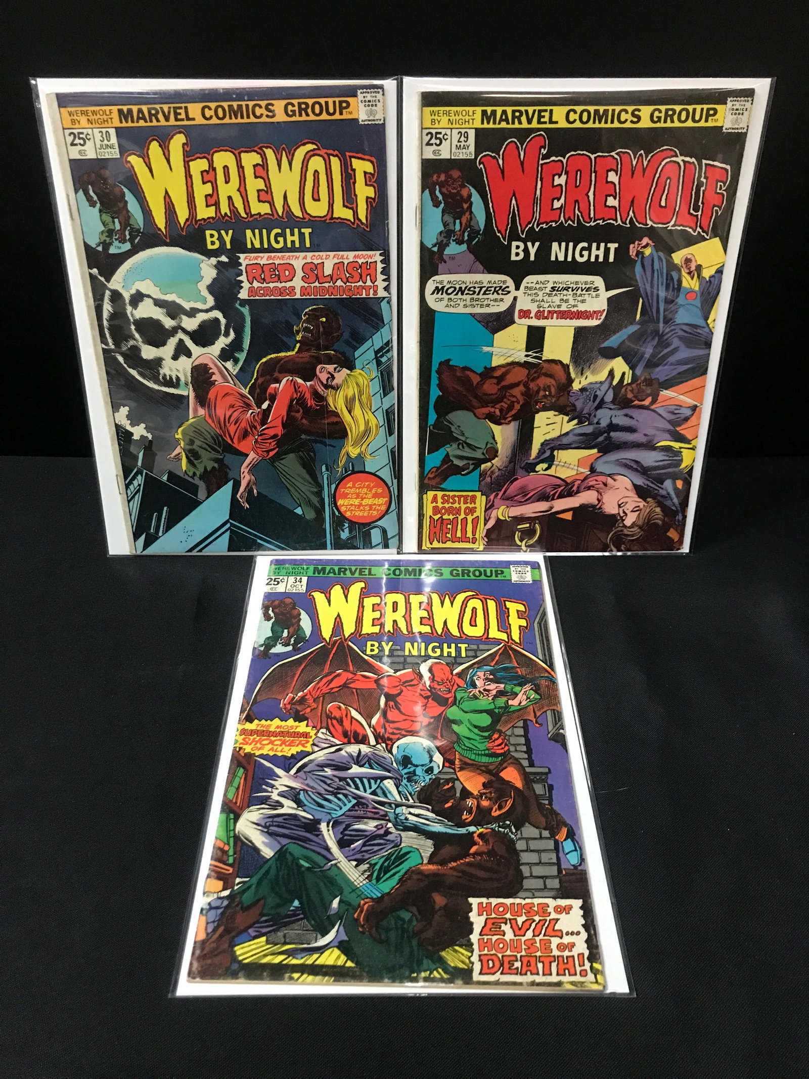 LOT OF 3 WEREWOLF BY NIGHT COMICS - MARVEL COMICS: Prices are in Canadian dollars