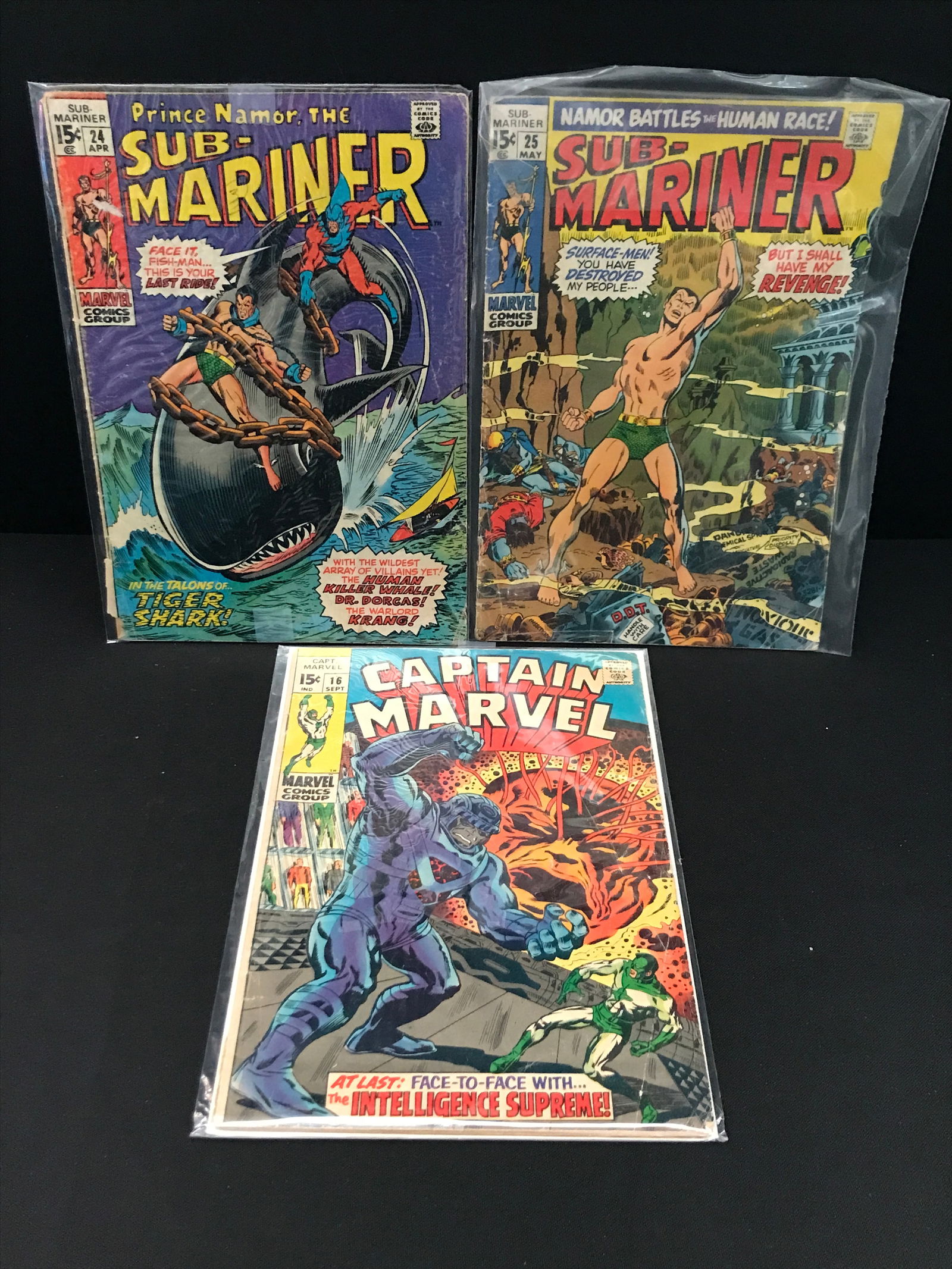 LOT OF 3 MARVEL COMICS INCLUDING SUB MARINER #24-25 (1 of 1)