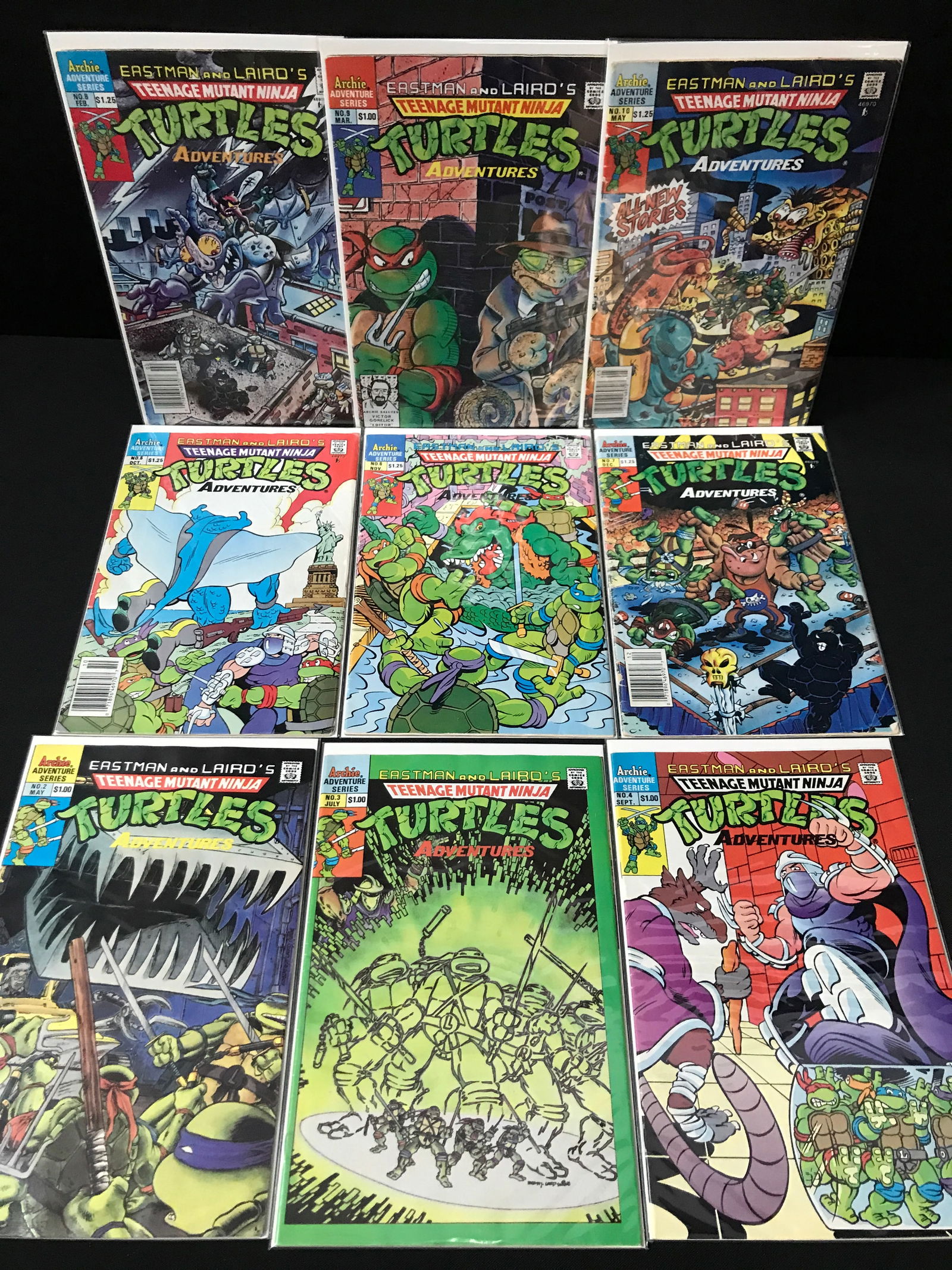 LOT OF 9 TEENAGE MUTANT NINJA TURTLES ADVENTURE COMICS - ARCHIE ADVENTURE SERIES: Prices are in Canadian dollars