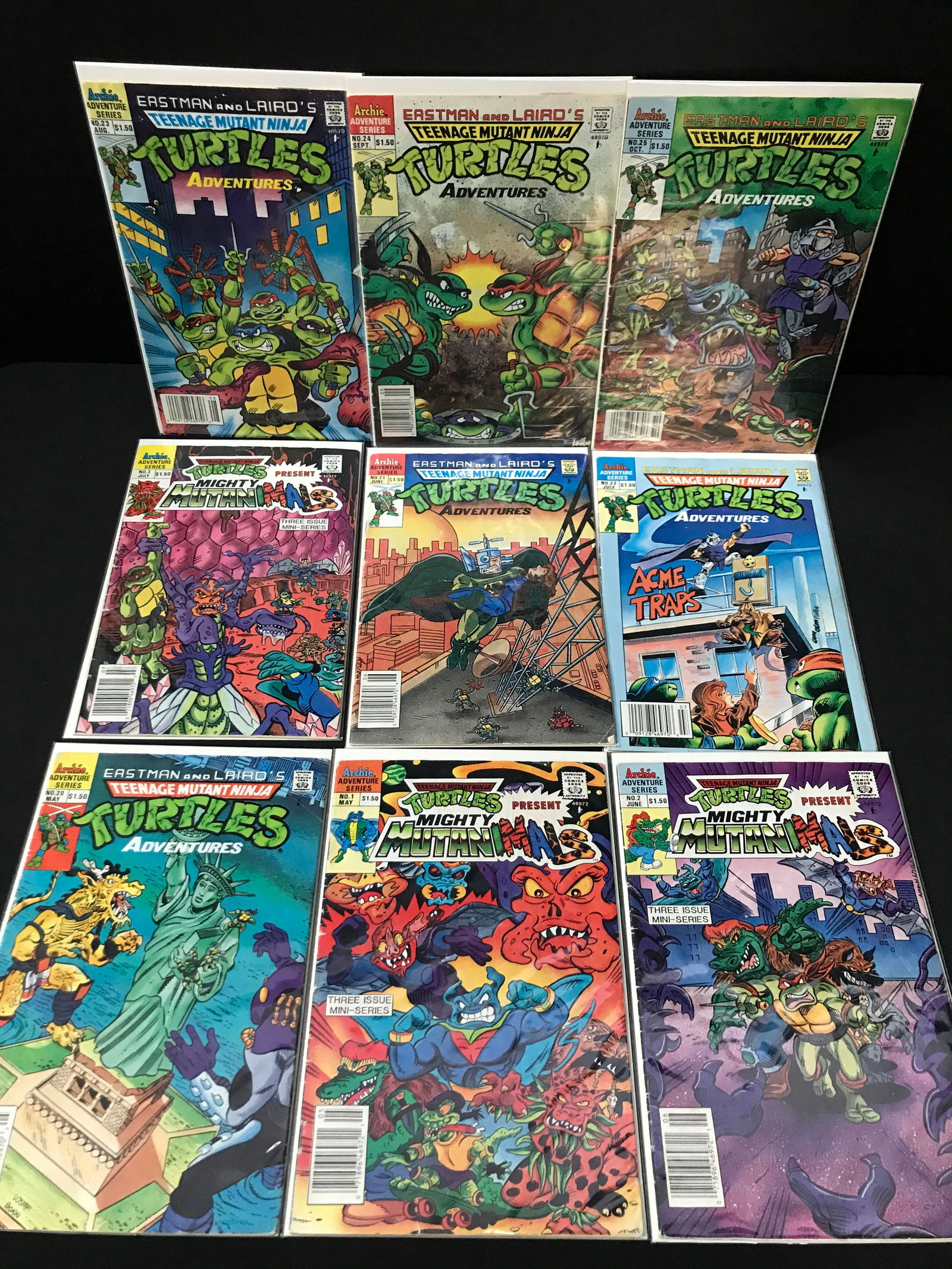 LOT OF 9 TEENAGE MUTANT NINJA TURTLES COMICS - ARCHIE ADVENTURE SERIES: Prices are in Canadian dollars